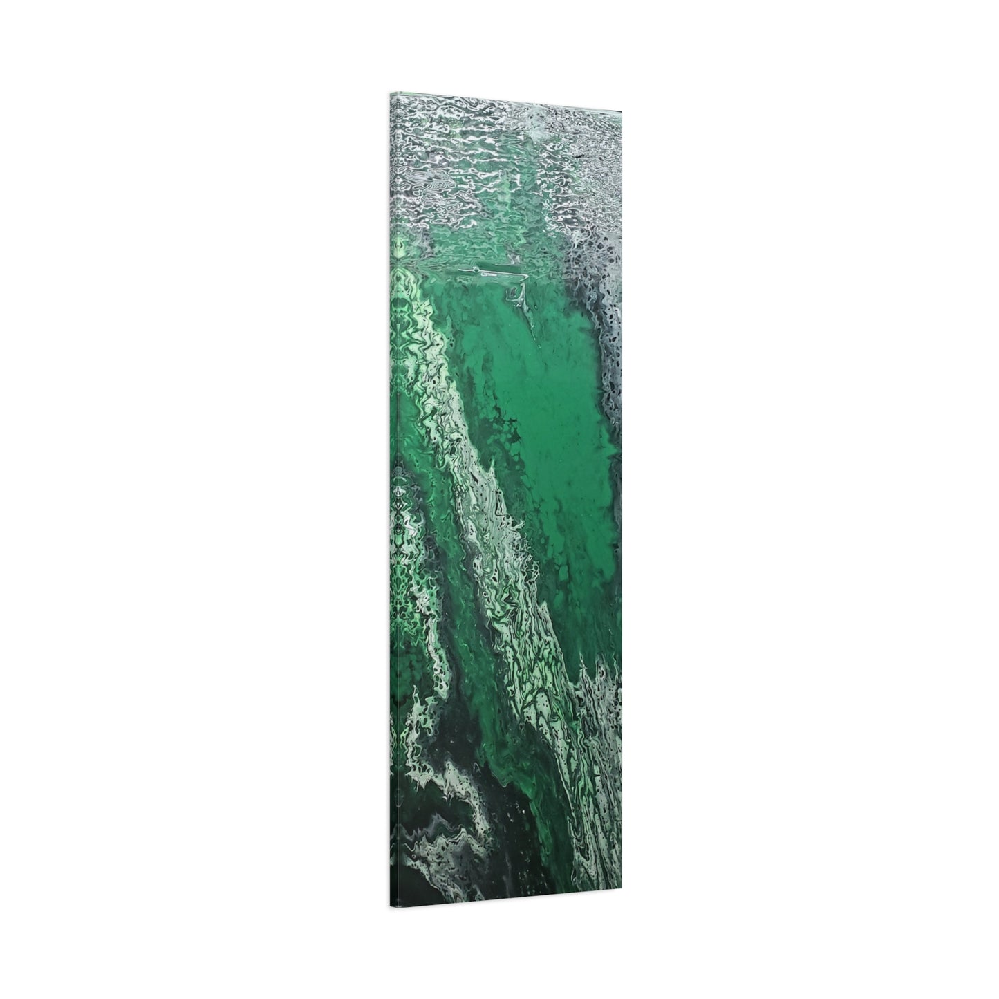 Emerald Wave Abstract Canvas Print — Matte Stretched Wall Art