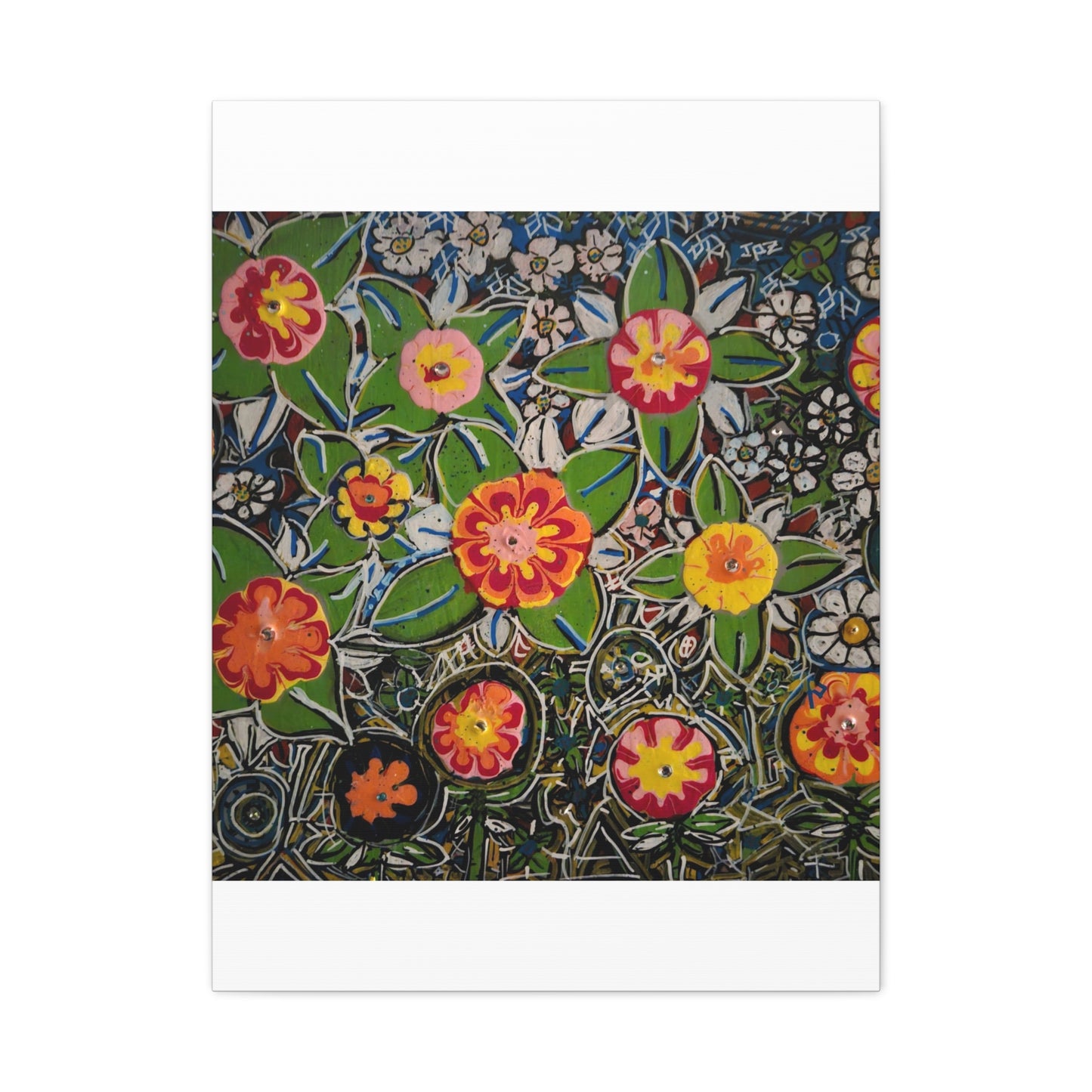Urban_gardening-04 - Floral Pop Matte Stretched Canvas – Colorful Hand-Painted Garden Wall Art