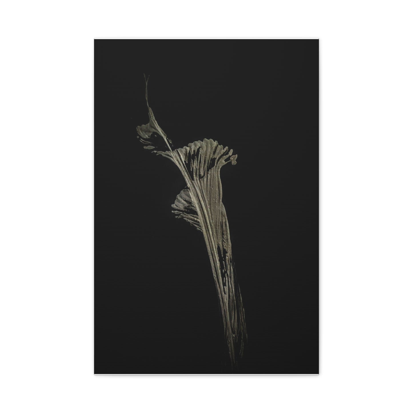 Calla Lilly - Minimalist Botanical Canvas Print — Monochrome Flower Art on Black Matte