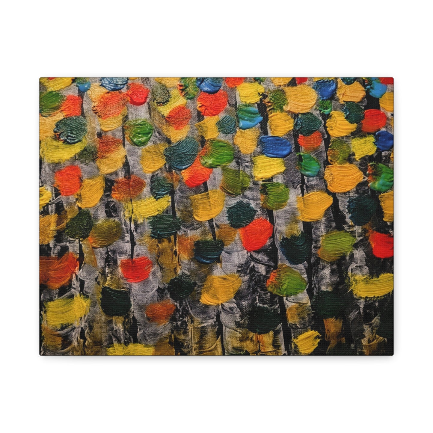birch trees with color strokes - Abstract Color Bloom Matte Canvas Wall Art — Stretched 1.25"