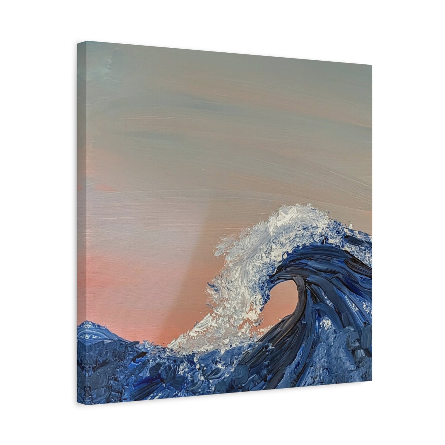 California_Coast - Ocean Wave Canvas Art — Blue Wave Seascape Matte Stretched Canvas