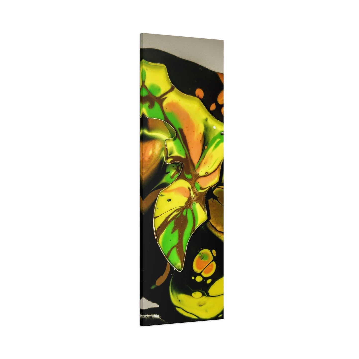 Abstract Green & Gold Fluid Art Matte Canvas Print (Stretched)