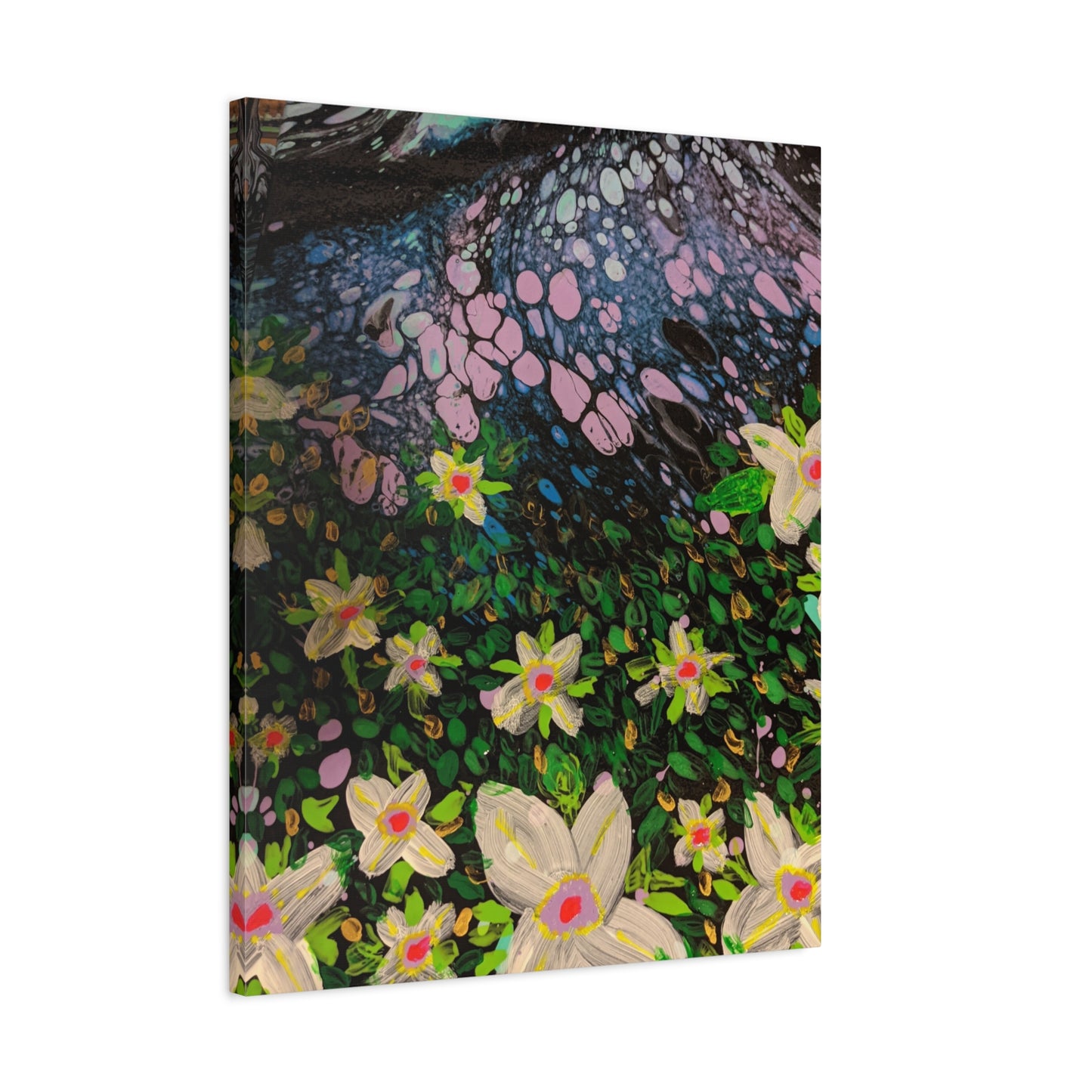 Floetrol&Flowers - Night Pour Garden Matte Canvas Print — Stretched Wall Art