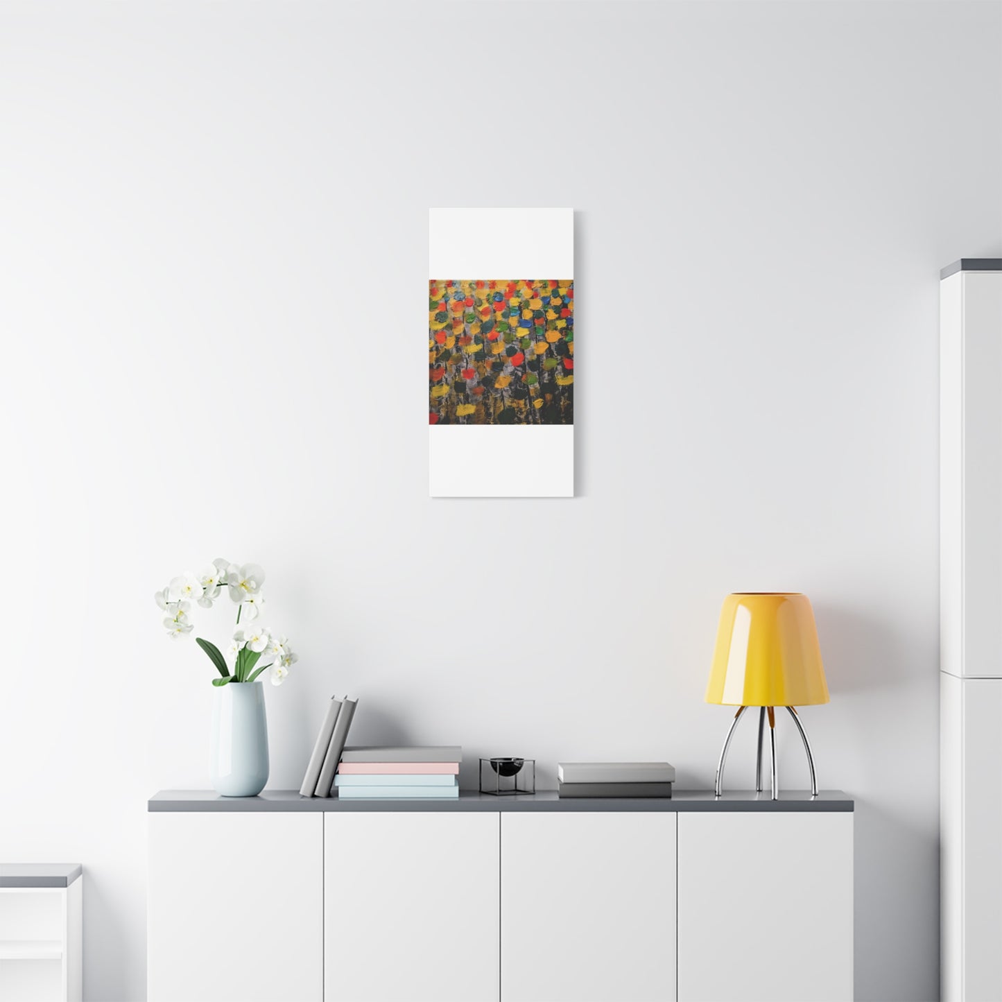 birch trees with color strokes - Abstract Color Bloom Matte Canvas Wall Art — Stretched 1.25"