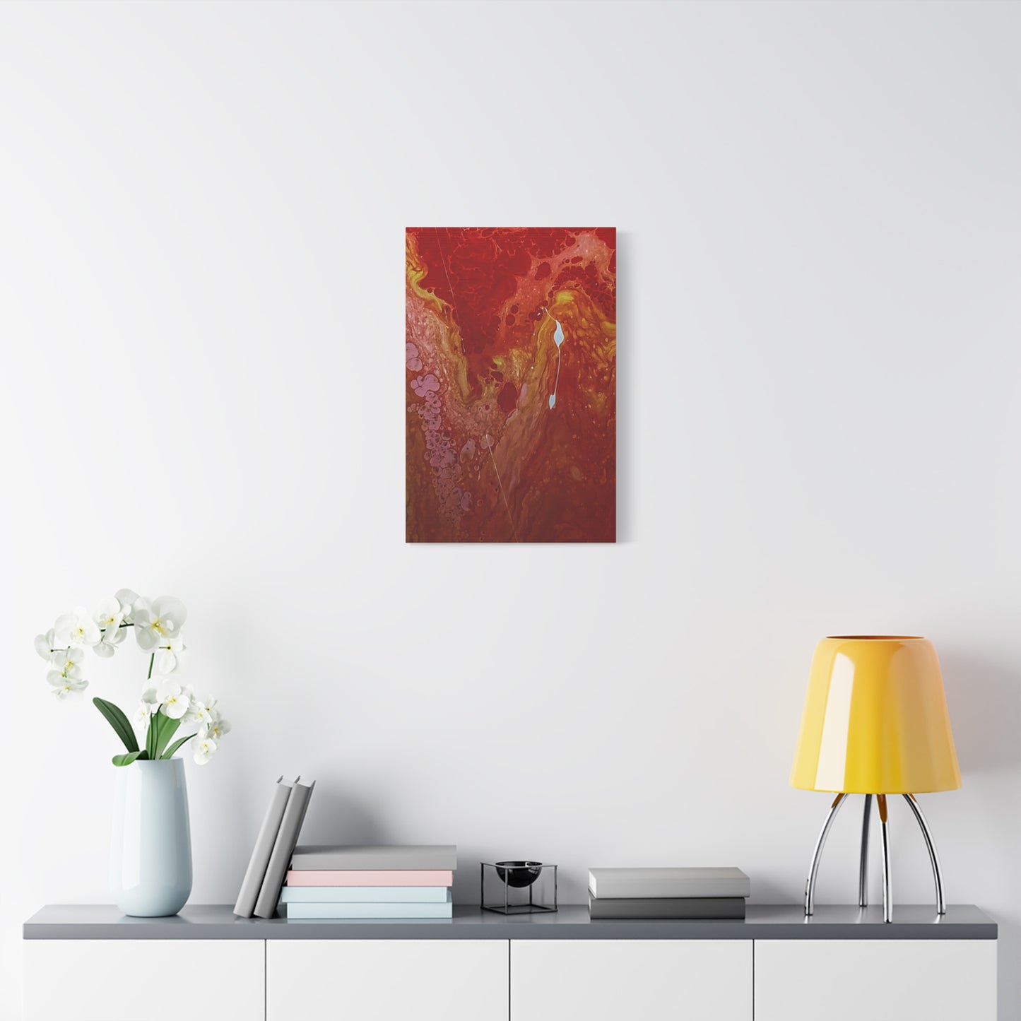 Abstract Red Fluid Art Canvas Print — Matte Stretched Wall Art