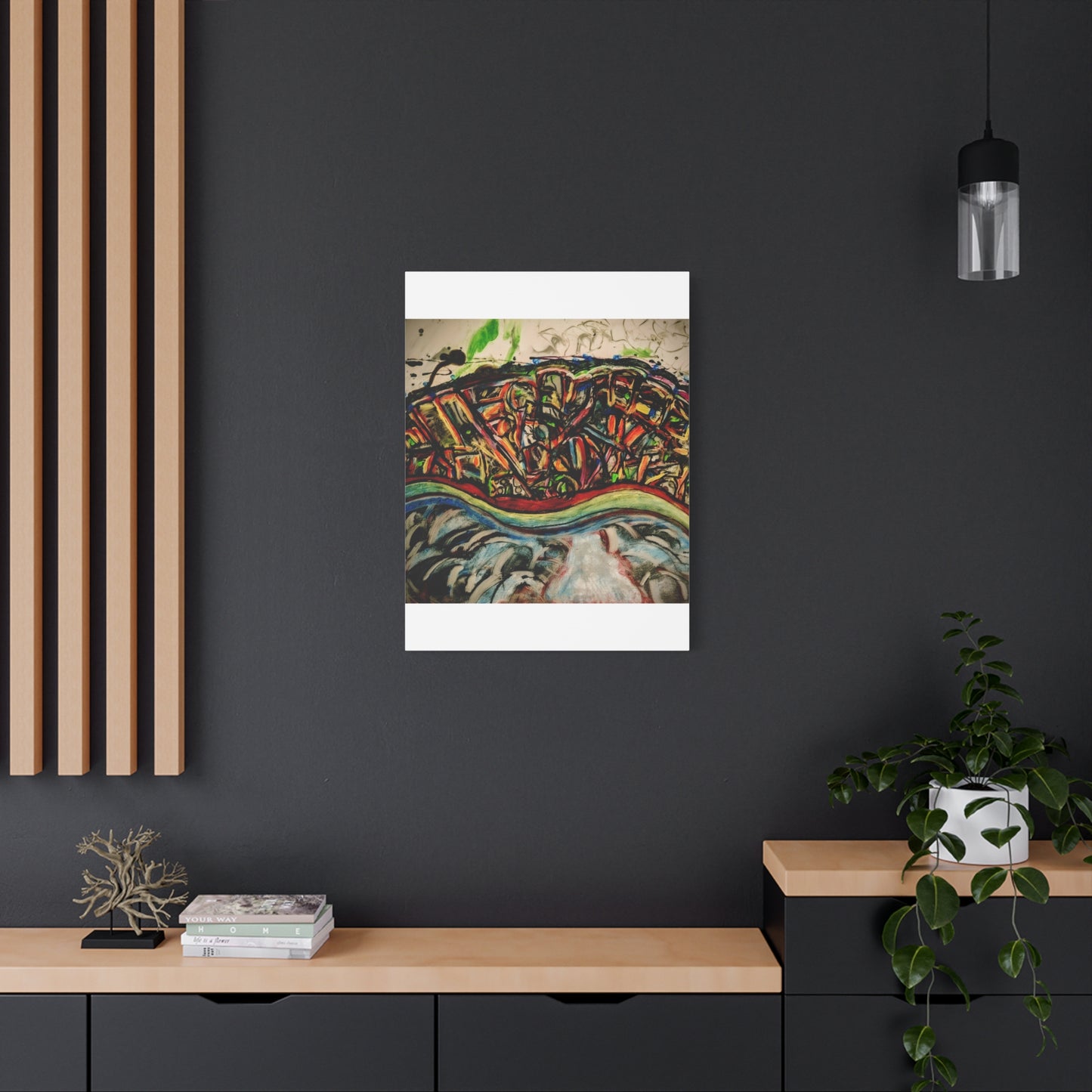 Acrylic_inequalities - Abstract Coastal Cityscape Canvas — Vibrant Ocean Wave Wall Art