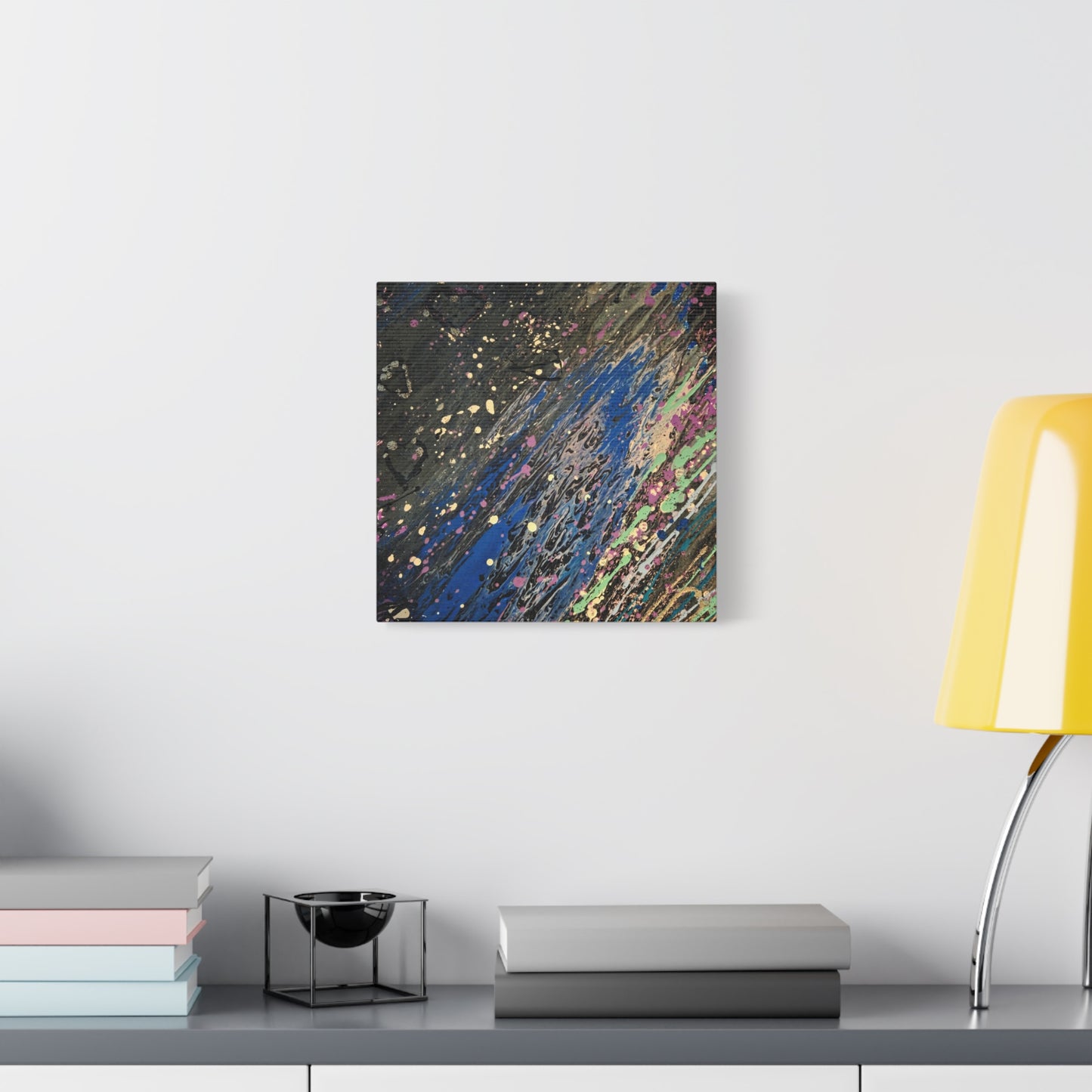 Abstract Splatter Matte Canvas Print — Colorful Fluid Art Wall Decor, Stretched 1.25"