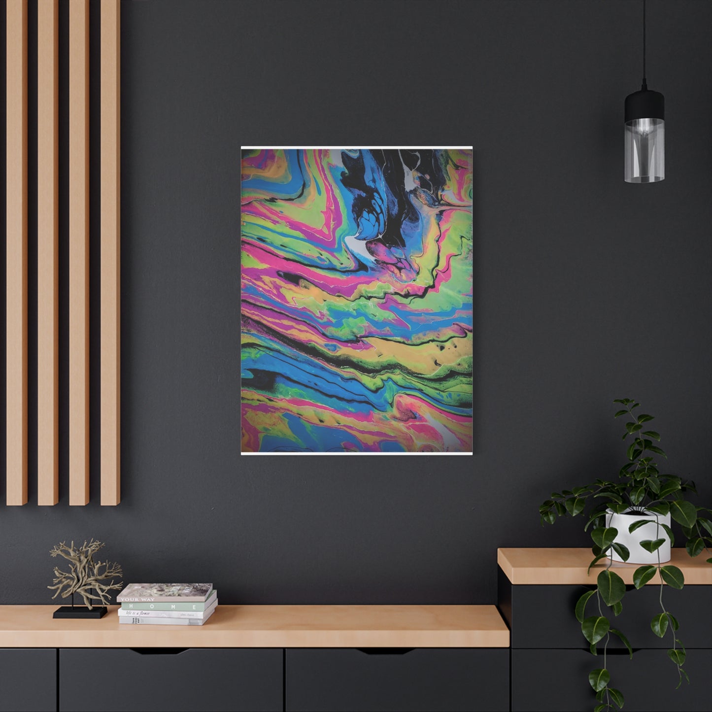 Abstract Neon Fluid Art Canvas Print — Vibrant Psychedelic Wall Decor
