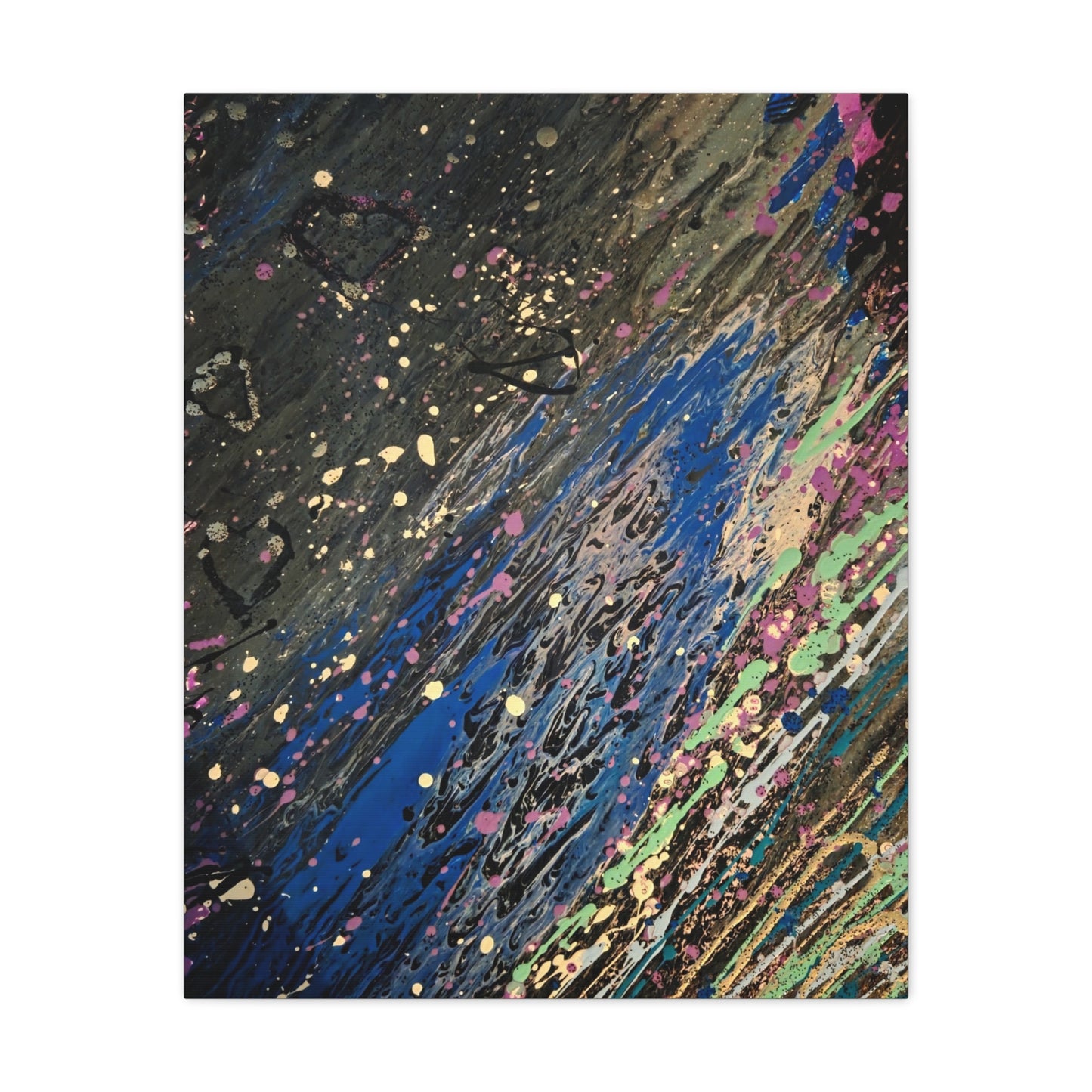 Abstract Splatter Matte Canvas Print — Colorful Fluid Art Wall Decor, Stretched 1.25"