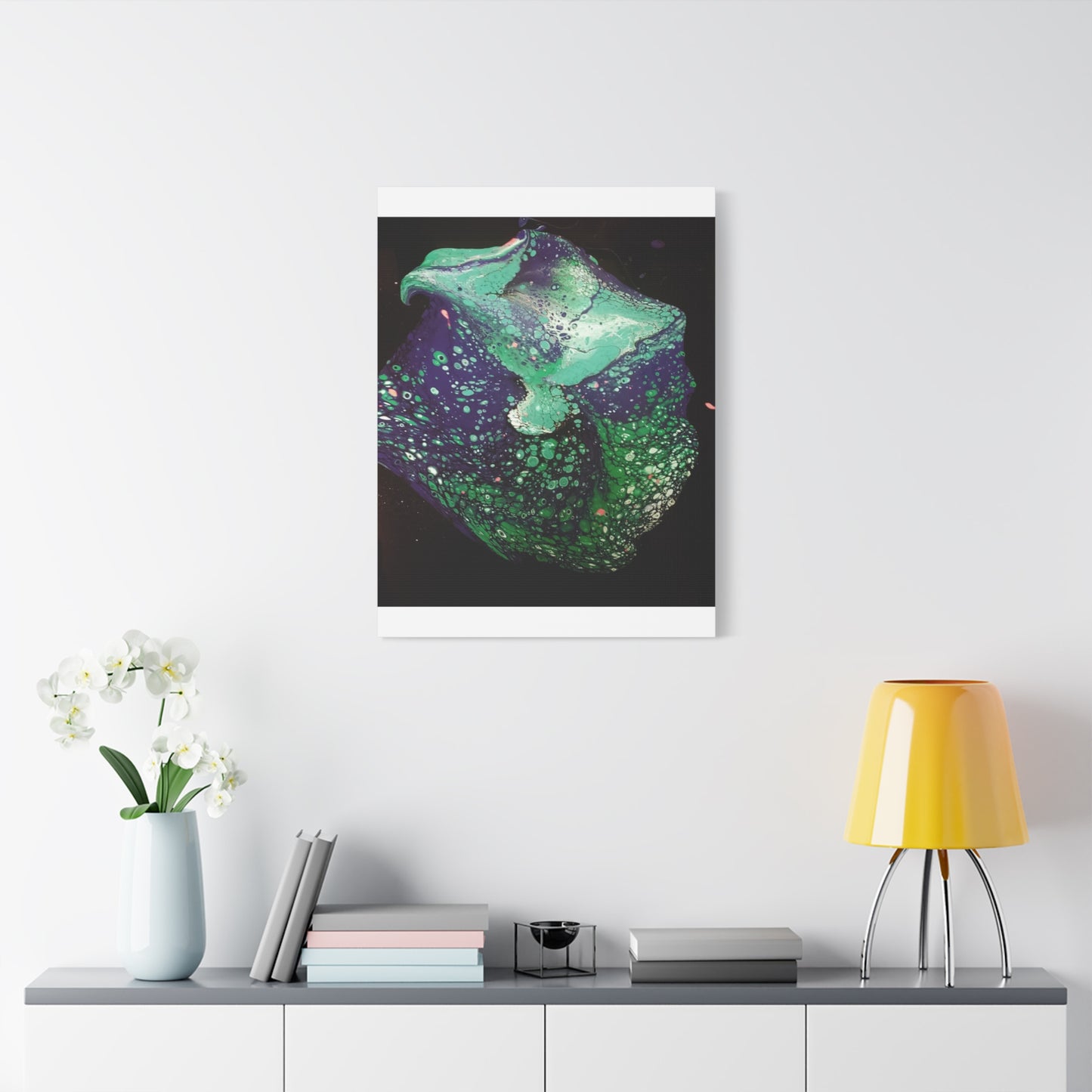 Abstract Green & Teal Fluid Art Canvas Print - Matte Stretched Wall Art