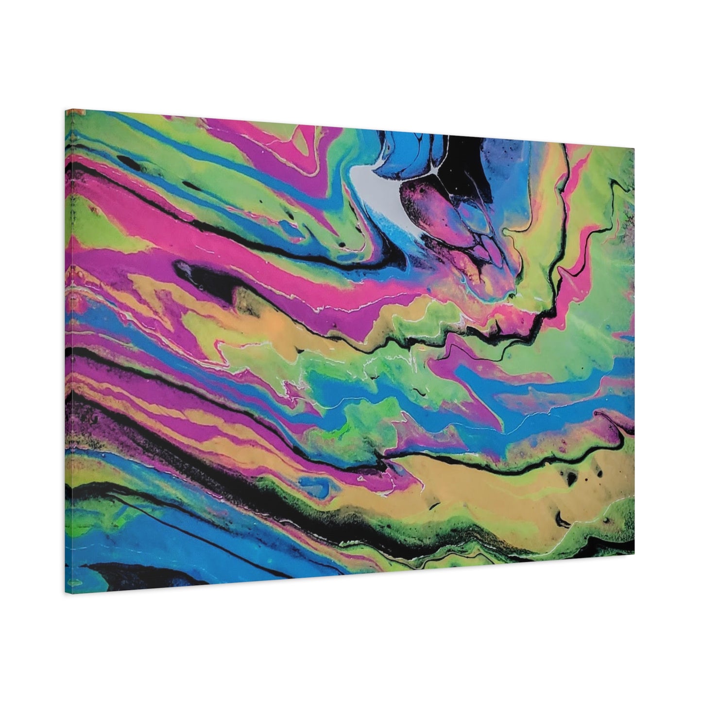 Abstract Neon Fluid Art Canvas Print — Vibrant Psychedelic Wall Decor