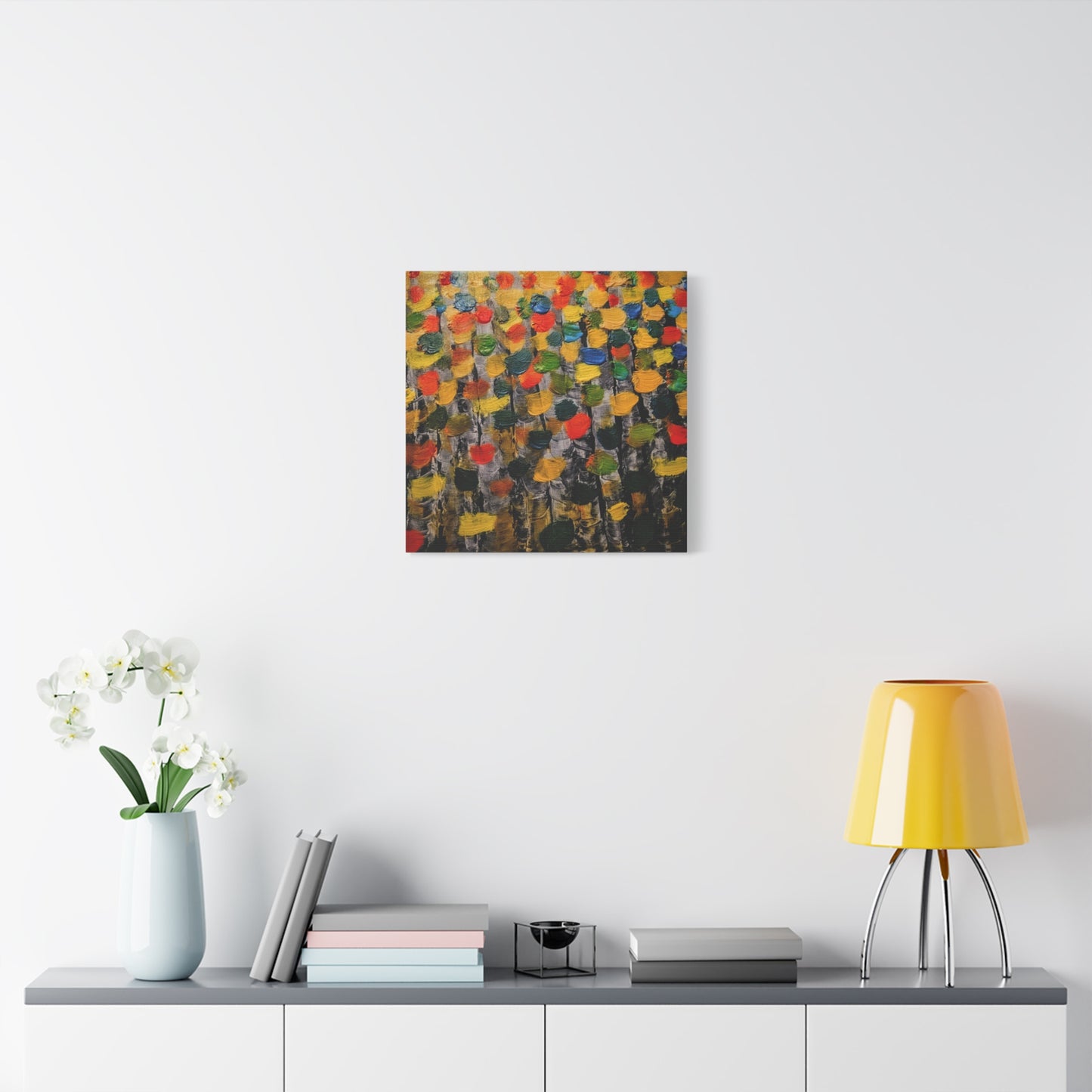 birch trees with color strokes - Abstract Color Bloom Matte Canvas Wall Art — Stretched 1.25"