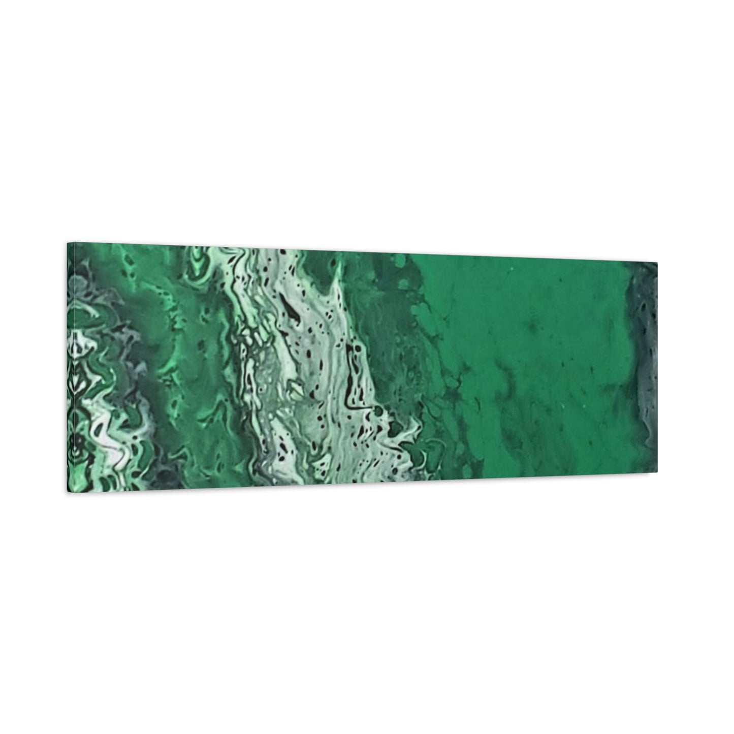 Emerald Wave Abstract Canvas Print — Matte Stretched Wall Art