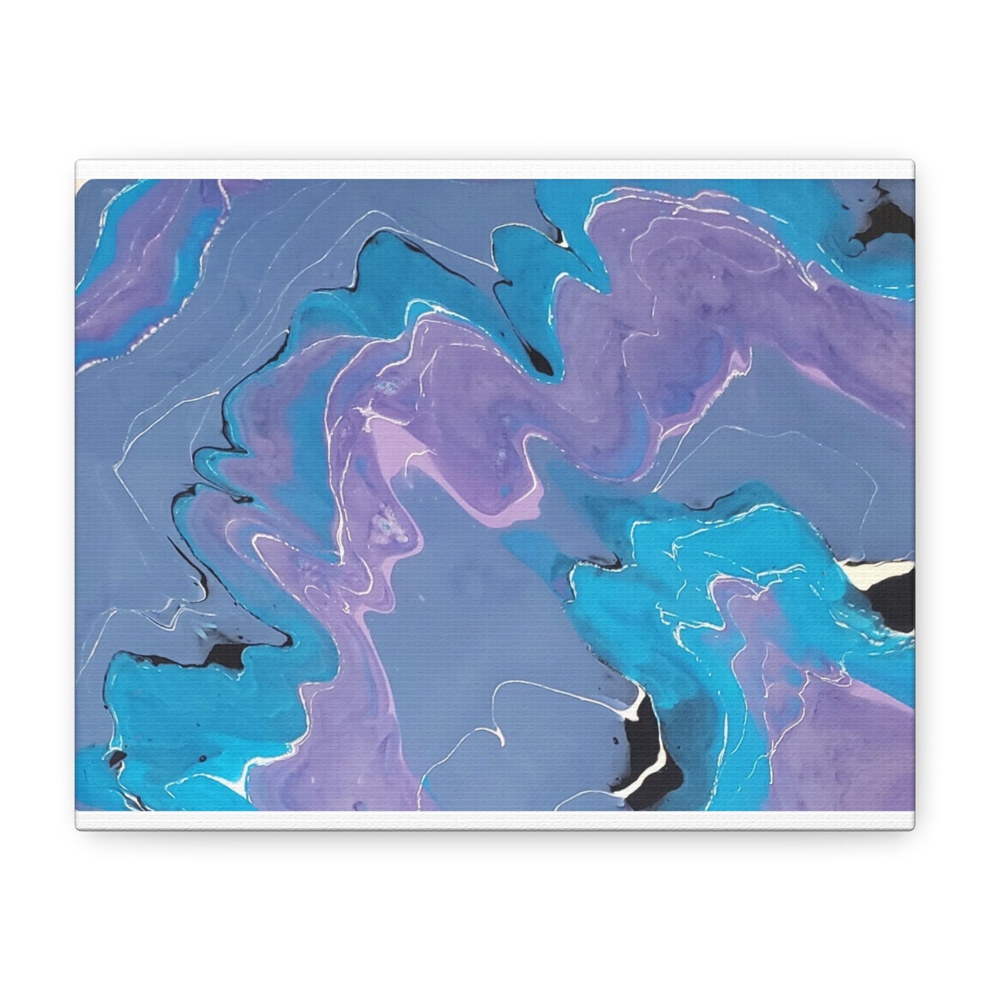 Abstract Blue & Purple Fluid Art Canvas - Matte Stretched Wall Art