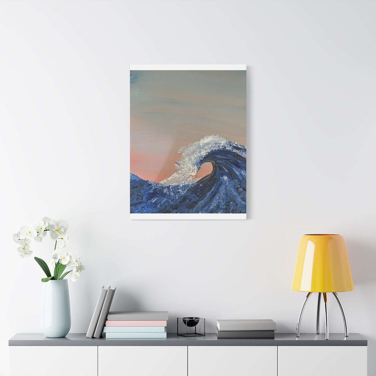 California_Coast - Ocean Wave Canvas Art — Blue Wave Seascape Matte Stretched Canvas