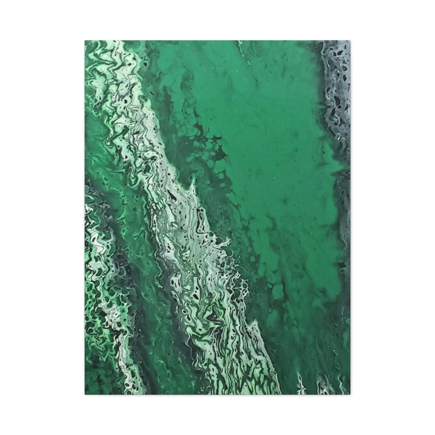 Emerald Wave Abstract Canvas Print — Matte Stretched Wall Art
