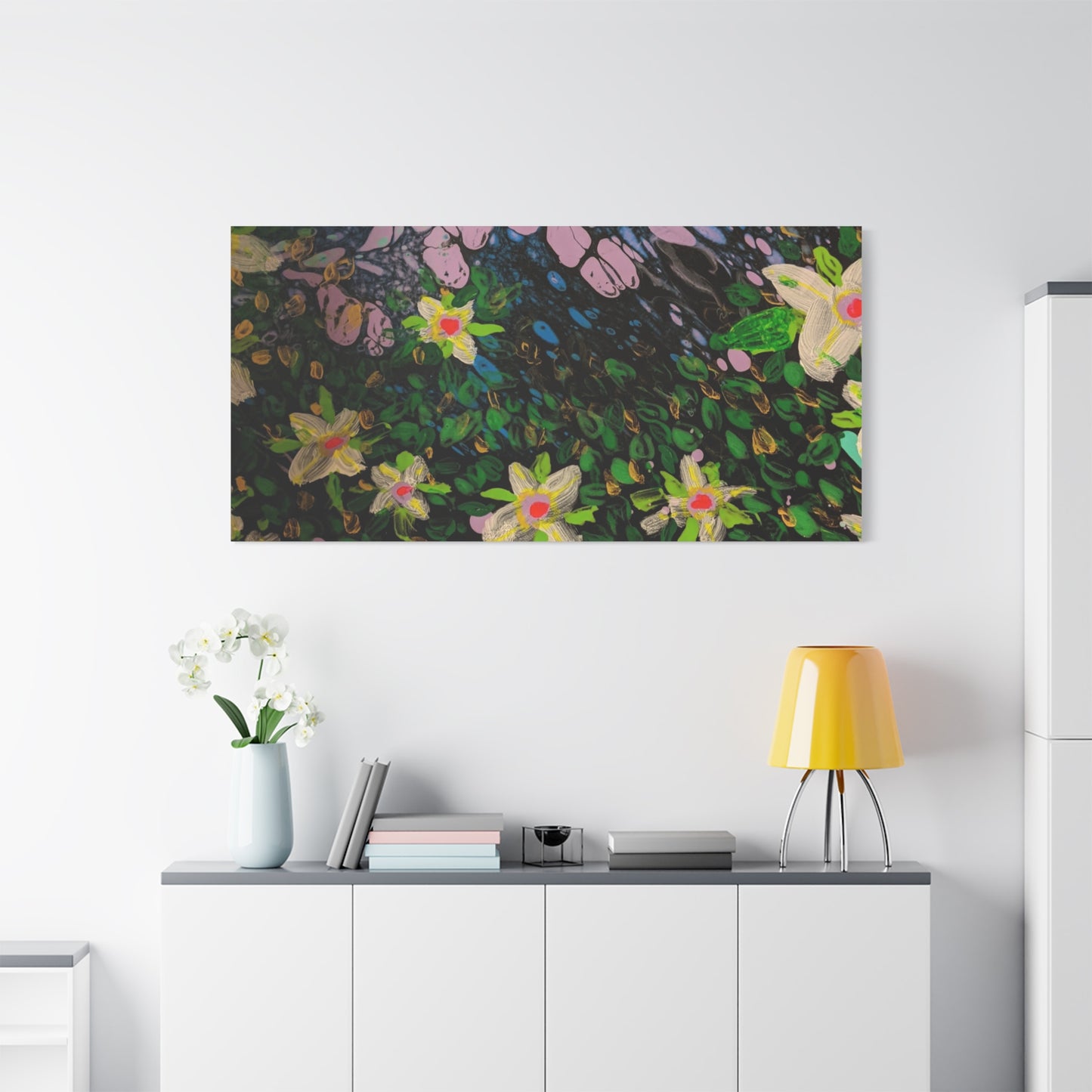 Floetrol&Flowers - Night Pour Garden Matte Canvas Print — Stretched Wall Art
