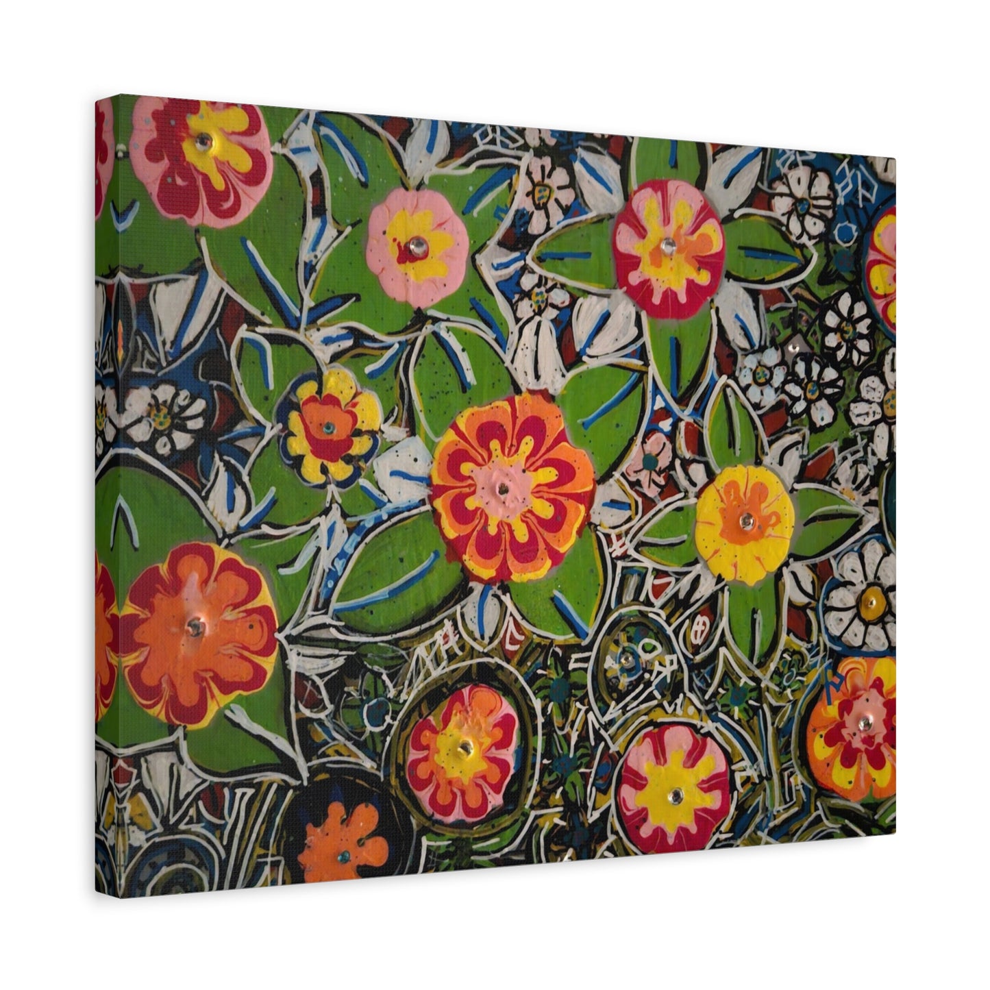 Urban_gardening-04 - Floral Pop Matte Stretched Canvas – Colorful Hand-Painted Garden Wall Art