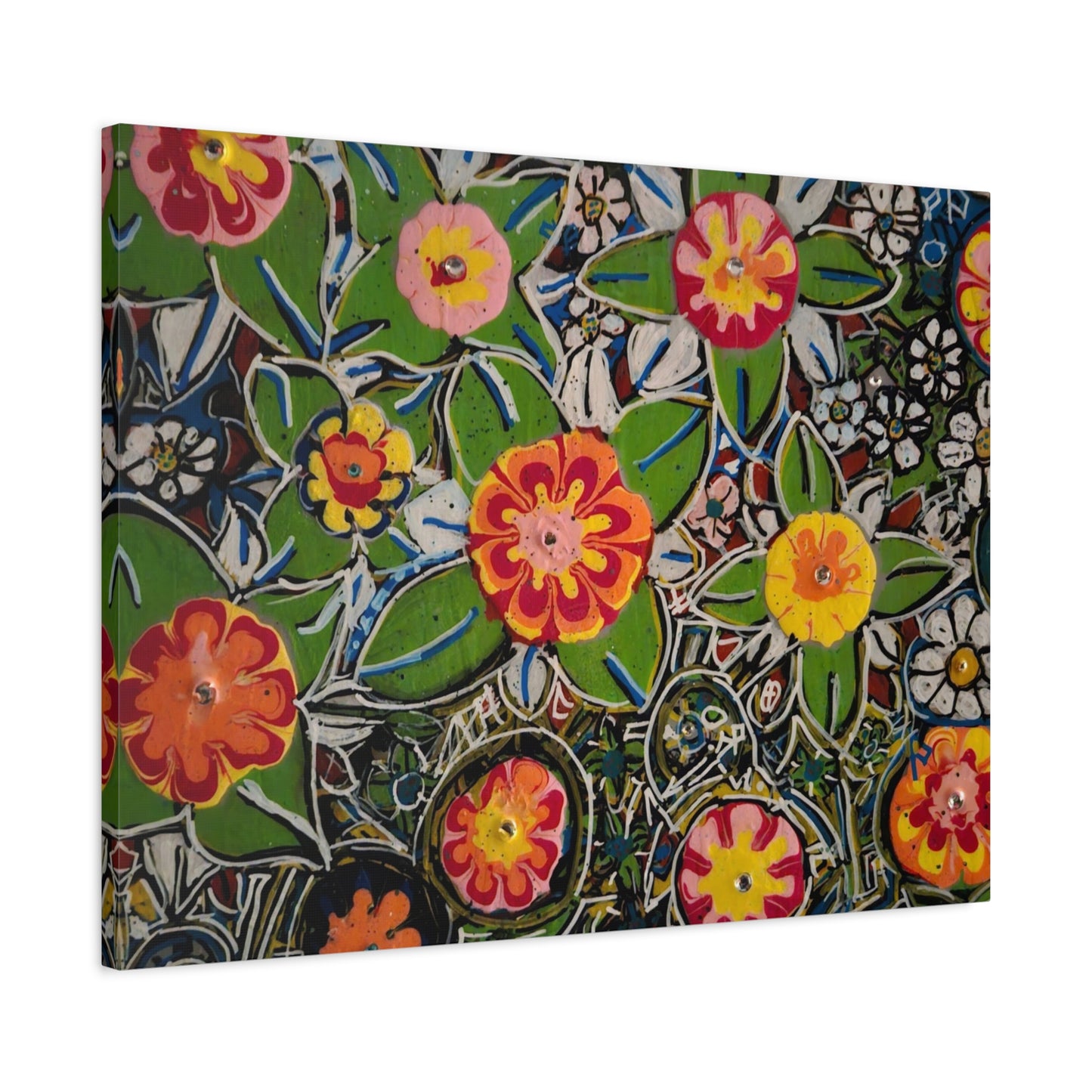 Urban_gardening-04 - Floral Pop Matte Stretched Canvas – Colorful Hand-Painted Garden Wall Art