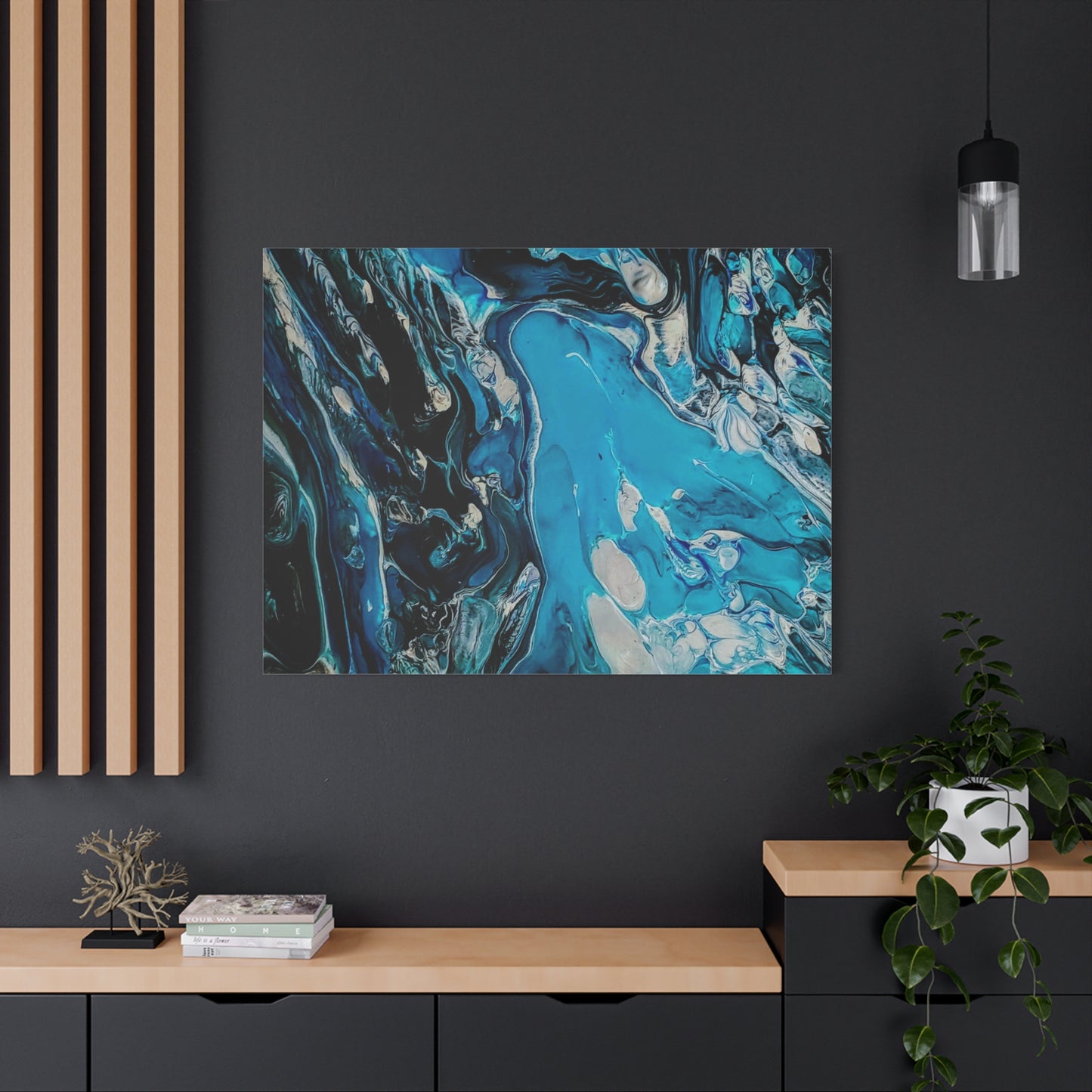 Blue Ocean Abstract Matte Canvas Print — Stretched Wall Art