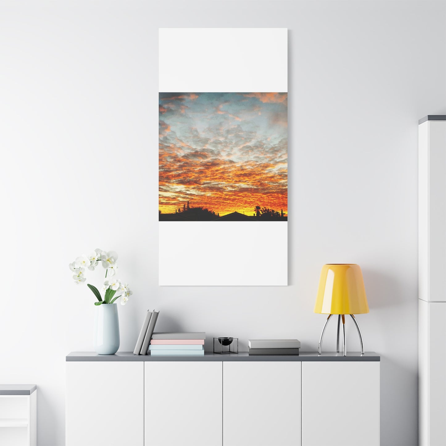 Sunset Sky Canvas Print — Orange Cloudscape Matte Stretched Wall Art