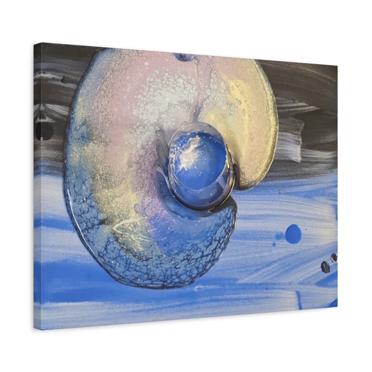 the nautilus - Abstract Blue Spiral Matte Canvas Art - Nautical Coastal Wall Decor