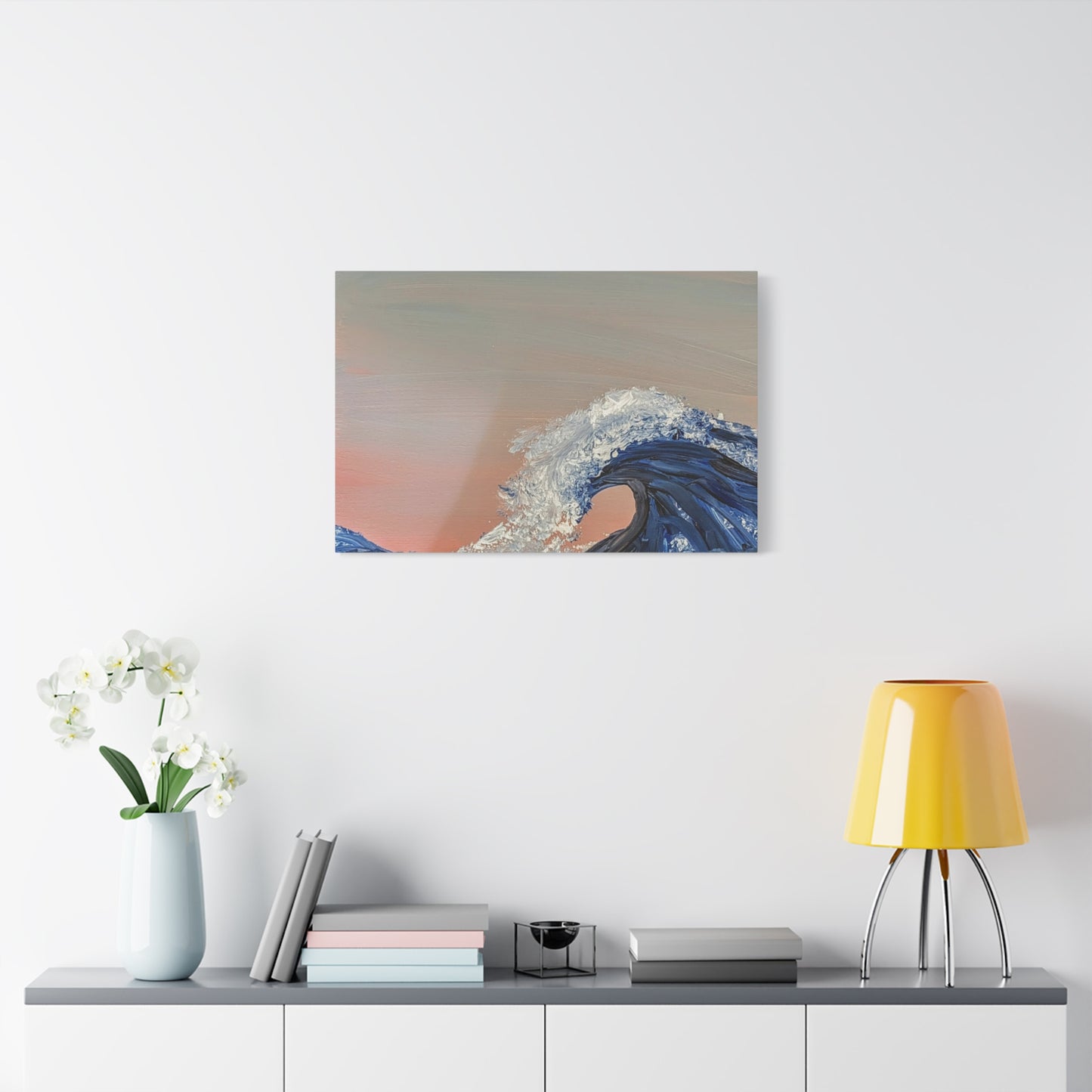 California_Coast - Ocean Wave Canvas Art — Blue Wave Seascape Matte Stretched Canvas