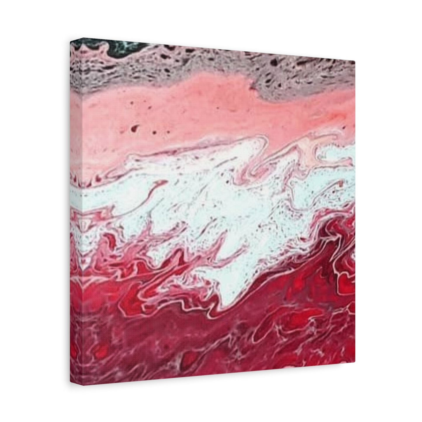 Abstract Pink & Red Fluid Art Canvas — Matte Stretched Wall Art