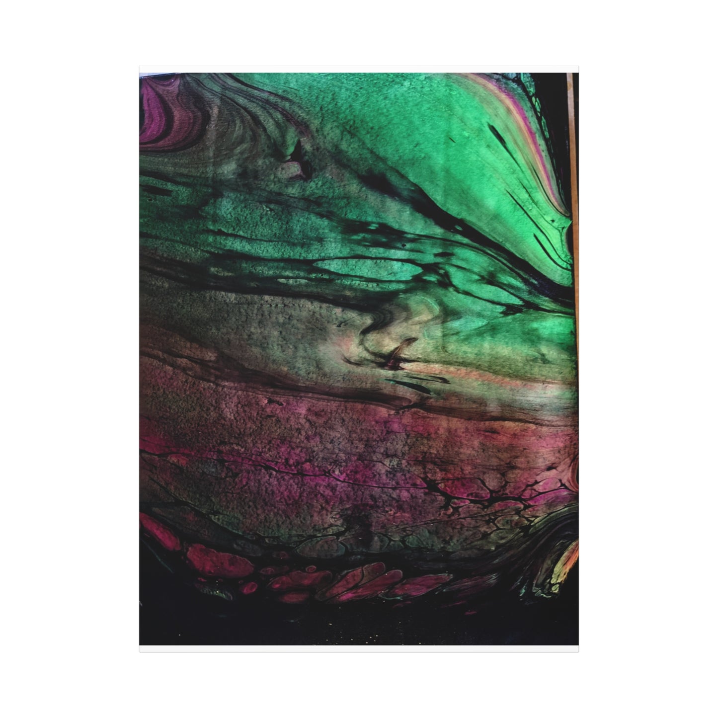 flame tempered pour - Abstract Teal & Magenta Canvas Wall Art — Matte Stretched 1.25"