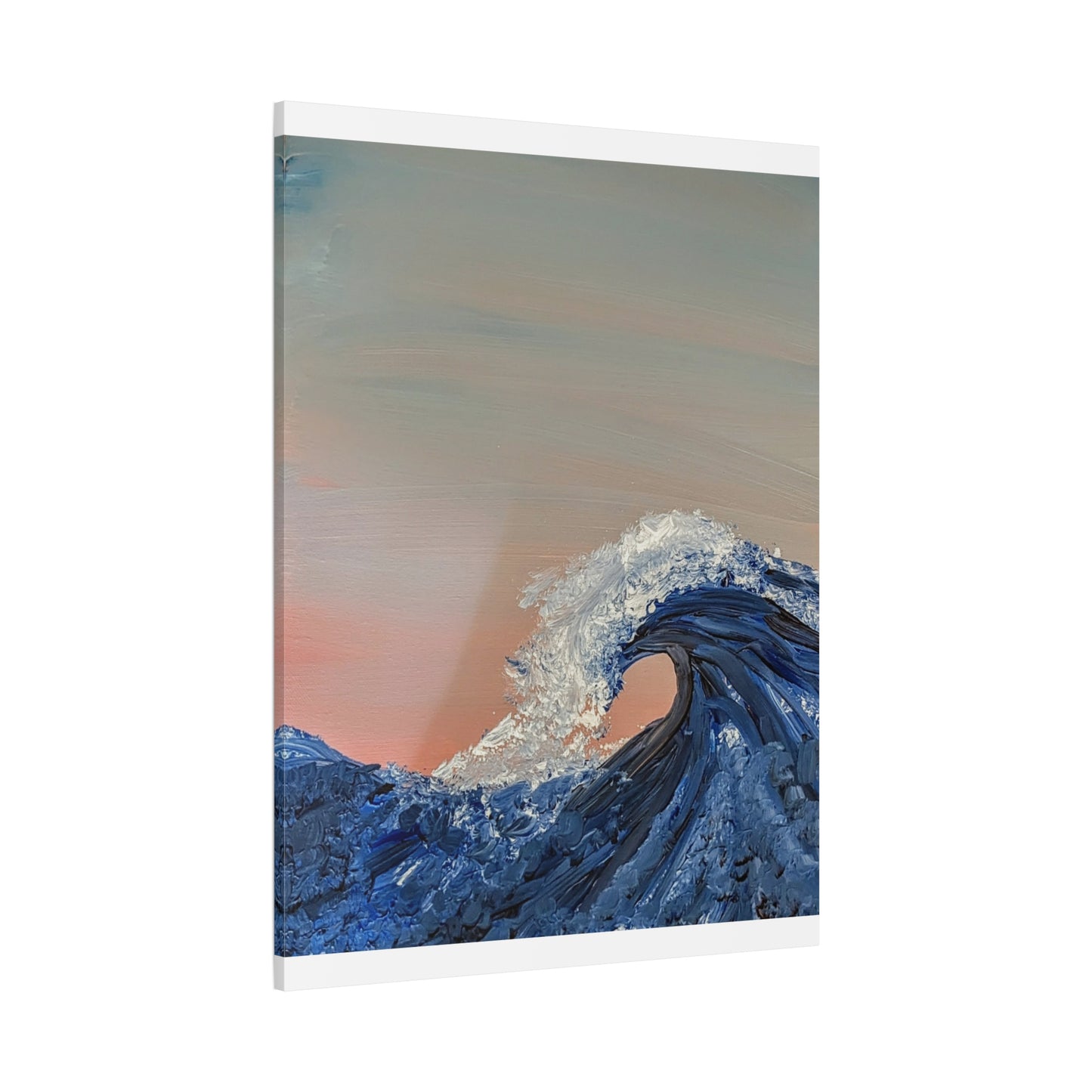 California_Coast - Ocean Wave Canvas Art — Blue Wave Seascape Matte Stretched Canvas