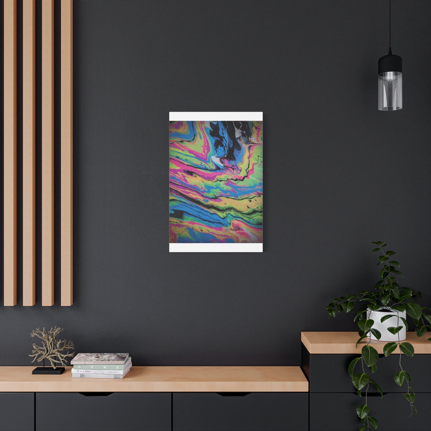 Abstract Neon Fluid Art Canvas Print — Vibrant Psychedelic Wall Decor