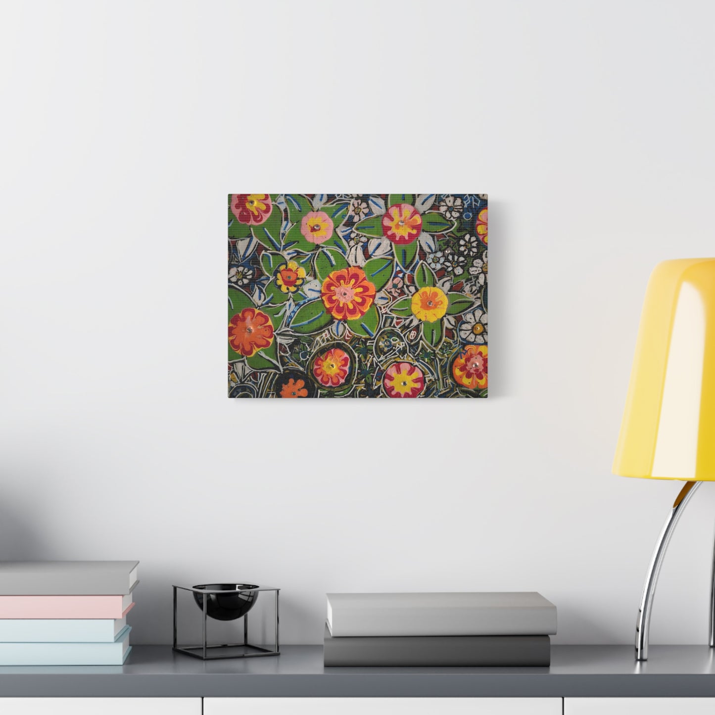Urban_gardening-04 - Floral Pop Matte Stretched Canvas – Colorful Hand-Painted Garden Wall Art