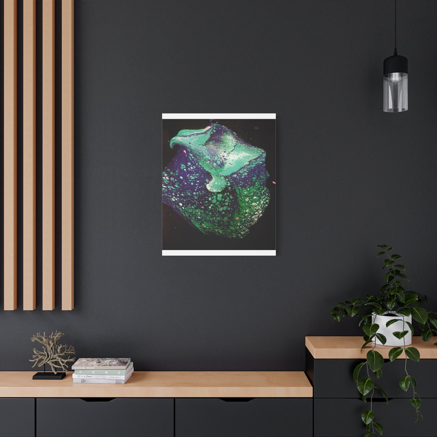 Abstract Green & Teal Fluid Art Canvas Print - Matte Stretched Wall Art