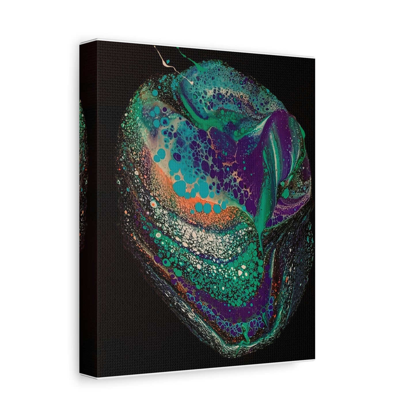 Abstract Fluid Art Canvas Print — Teal, Purple & Gold Swirl Matte Stretched Wall Art