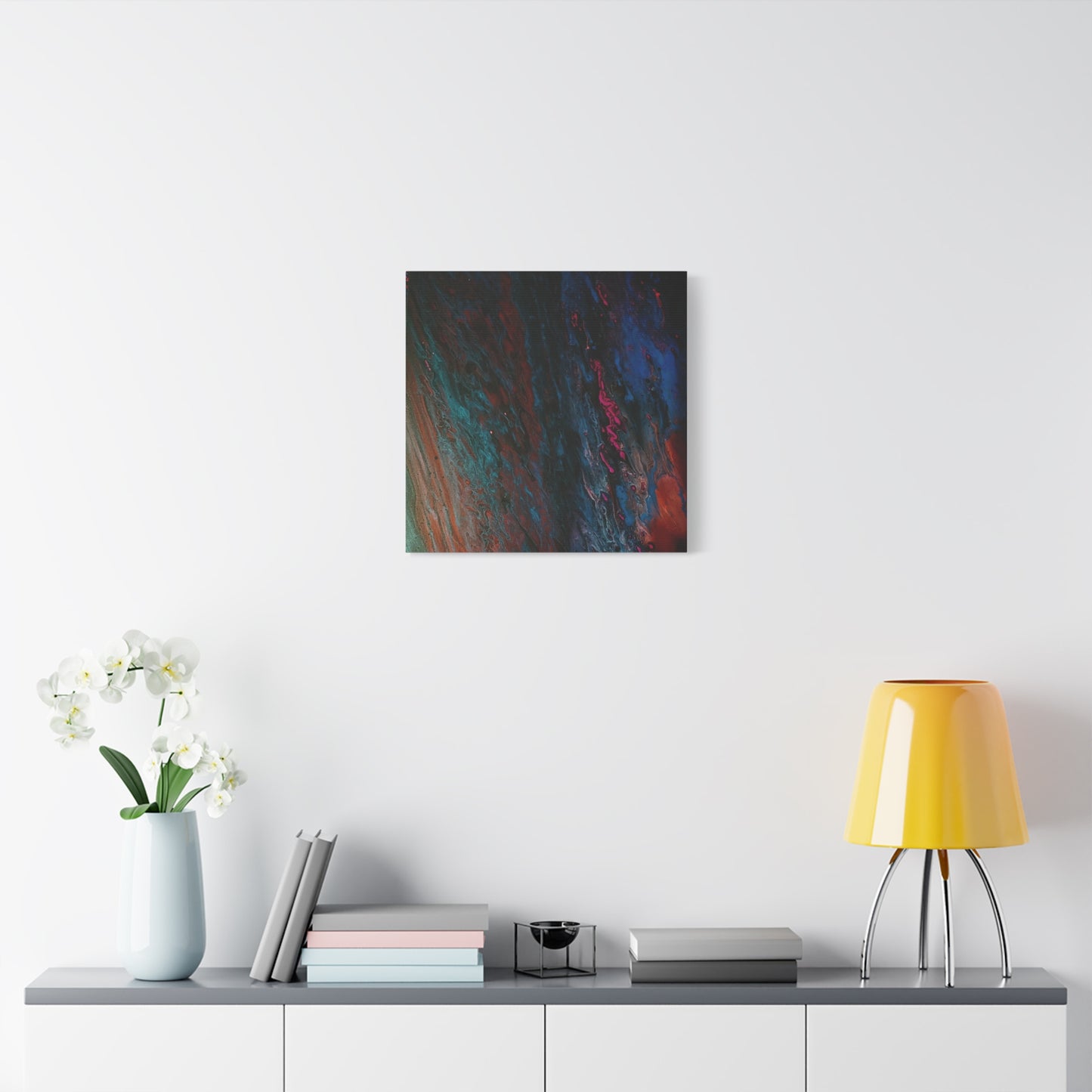 Abstract Fluid Art Canvas Wall Art - Jupiter pour — Vibrant Ocean Night Matte Stretched Canvas