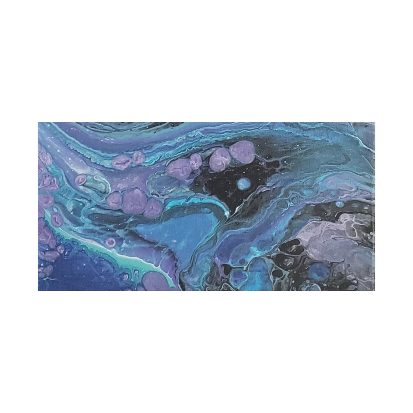Abstract Ocean Wave Matte Canvas Print — Blue & Purple Fluid Art, Stretched 1.25"