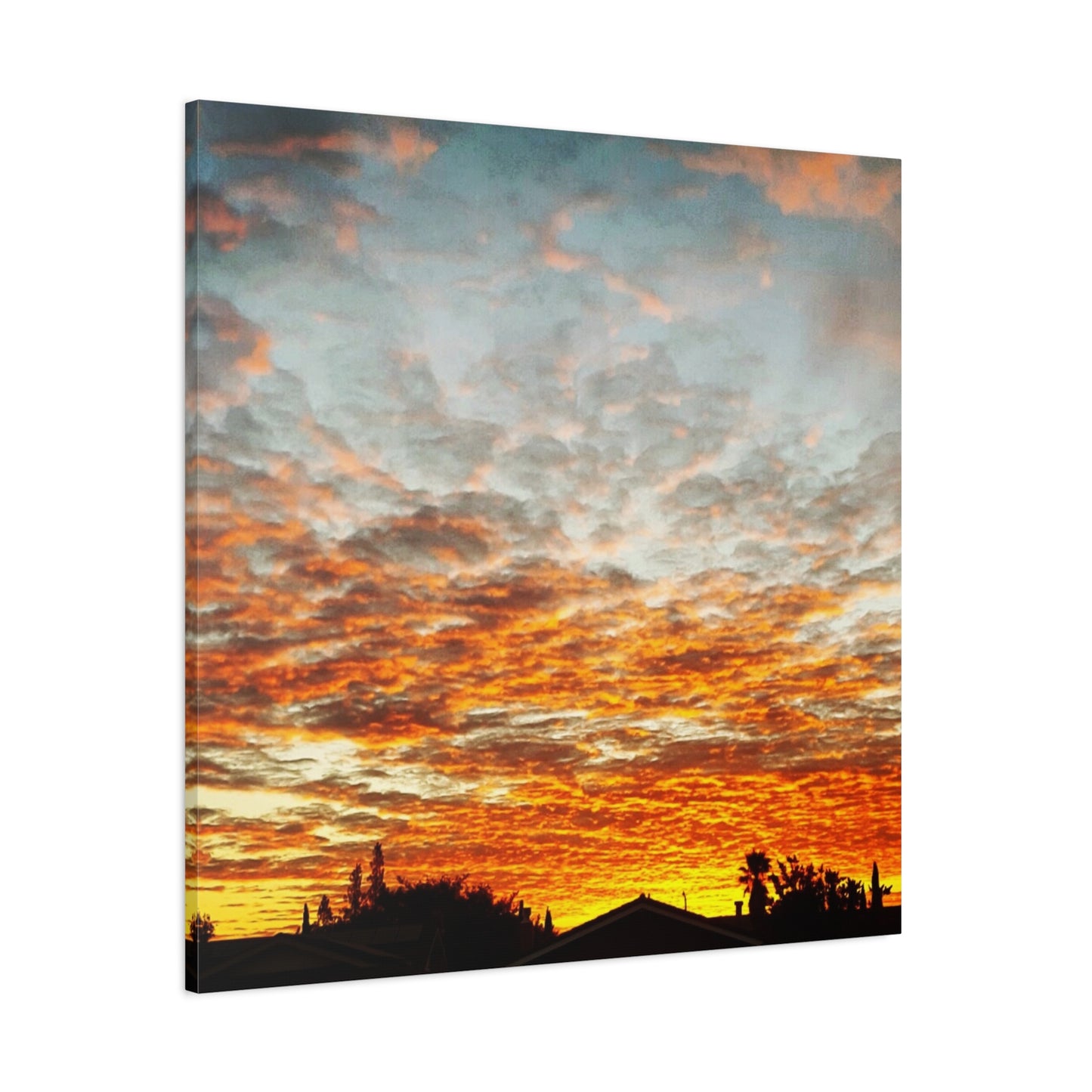 Sunset Sky Canvas Print — Orange Cloudscape Matte Stretched Wall Art