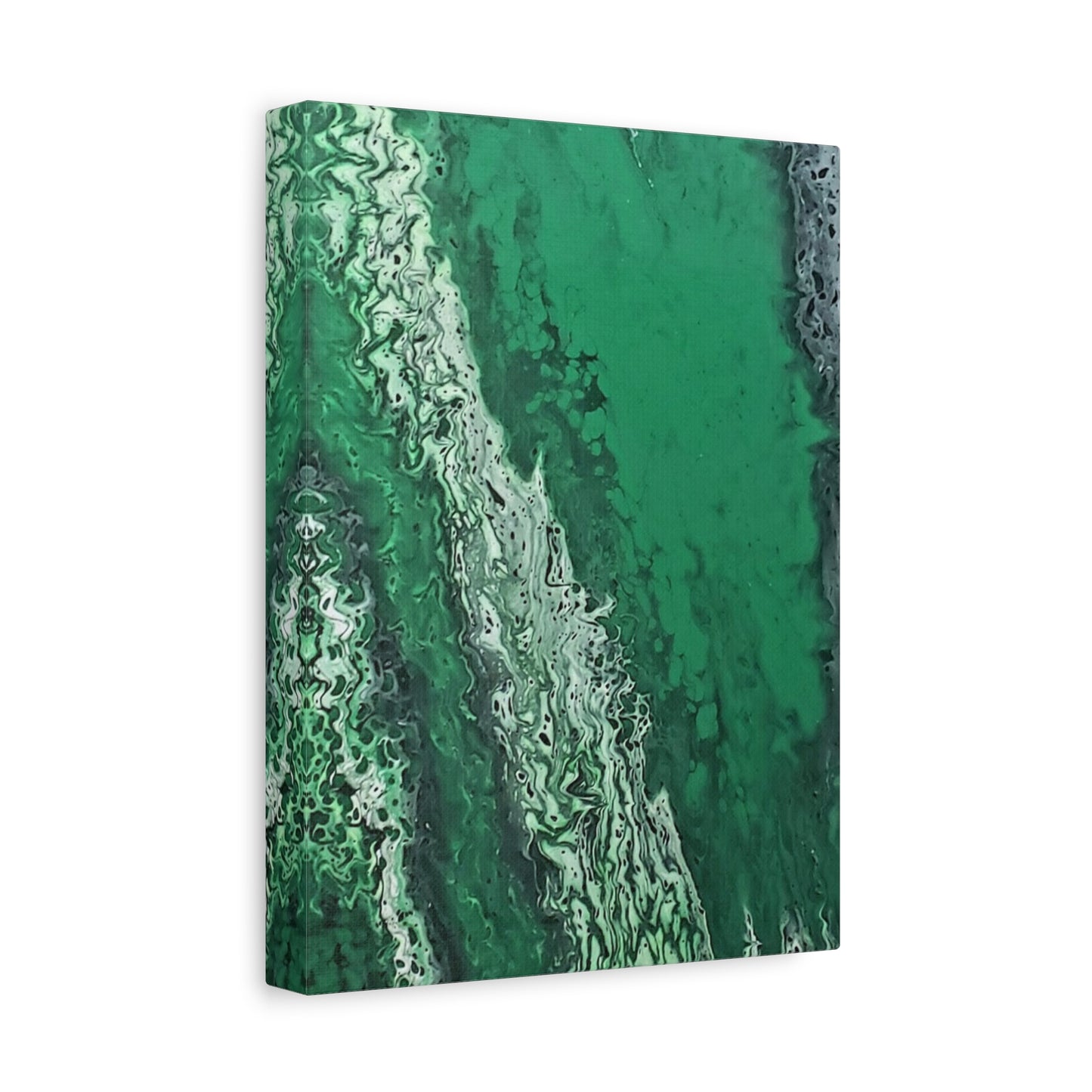 Emerald Wave Abstract Canvas Print — Matte Stretched Wall Art