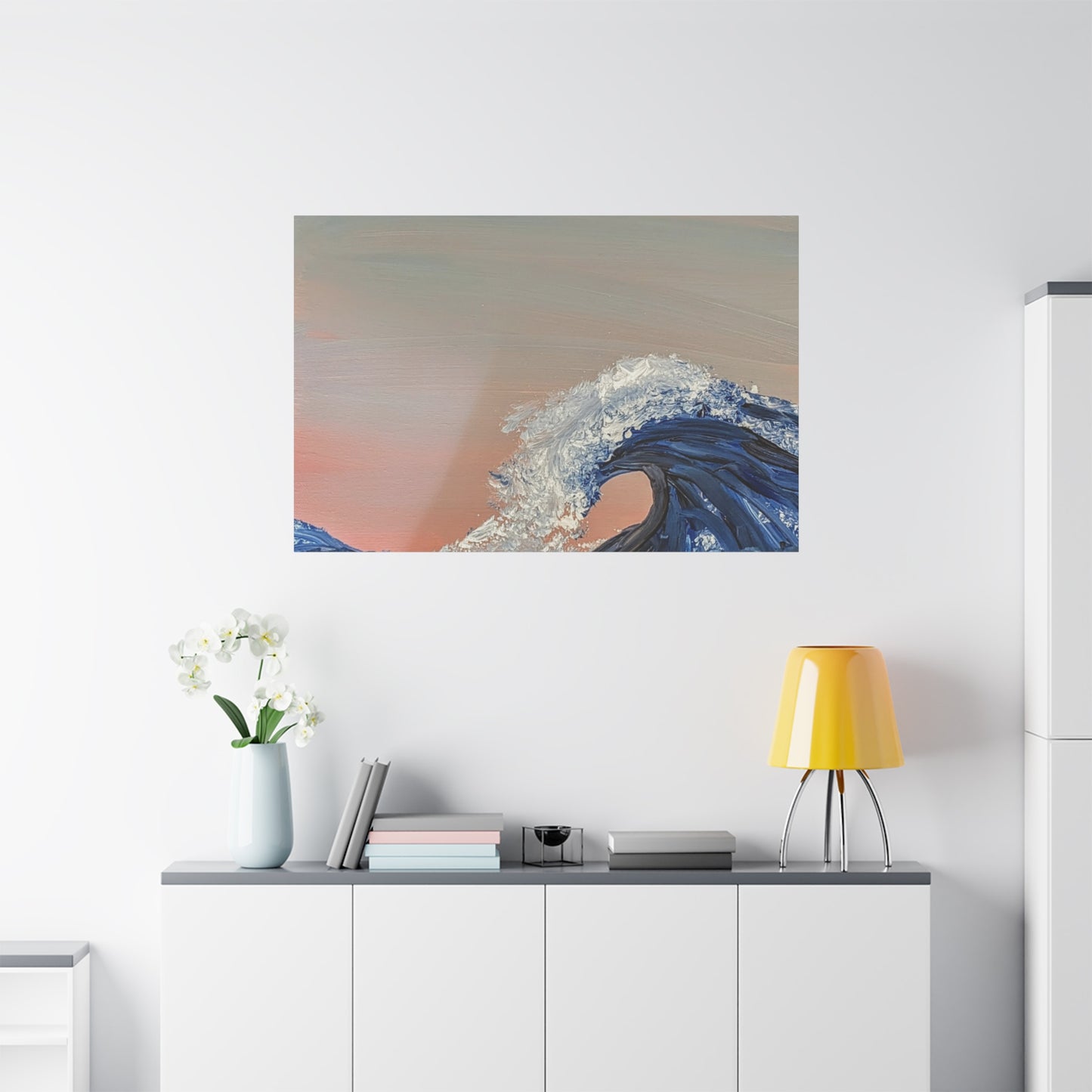 California_Coast - Ocean Wave Canvas Art — Blue Wave Seascape Matte Stretched Canvas