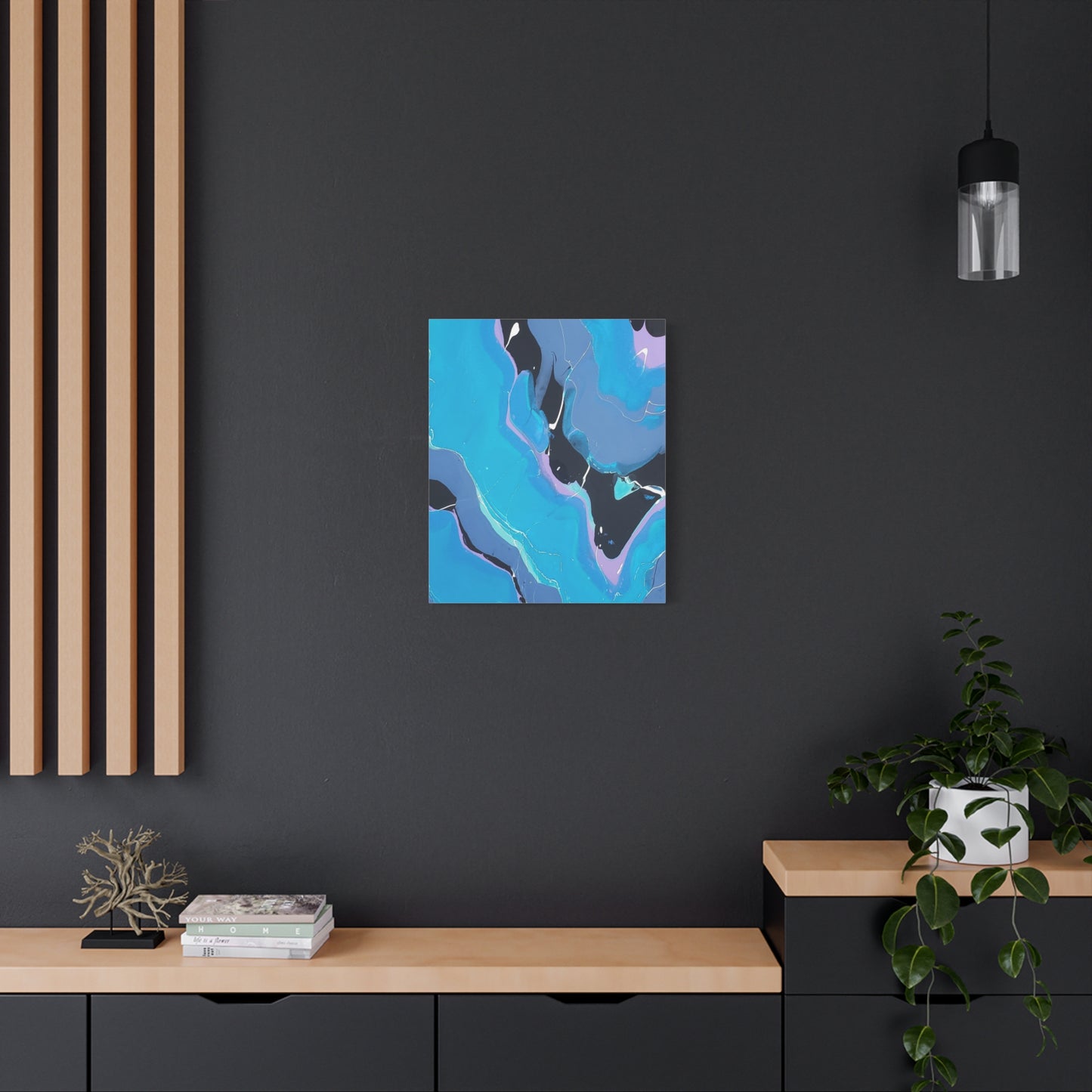Abstract Blue Fluid Art Canvas Print — Matte Stretched Wall Art 1.25"