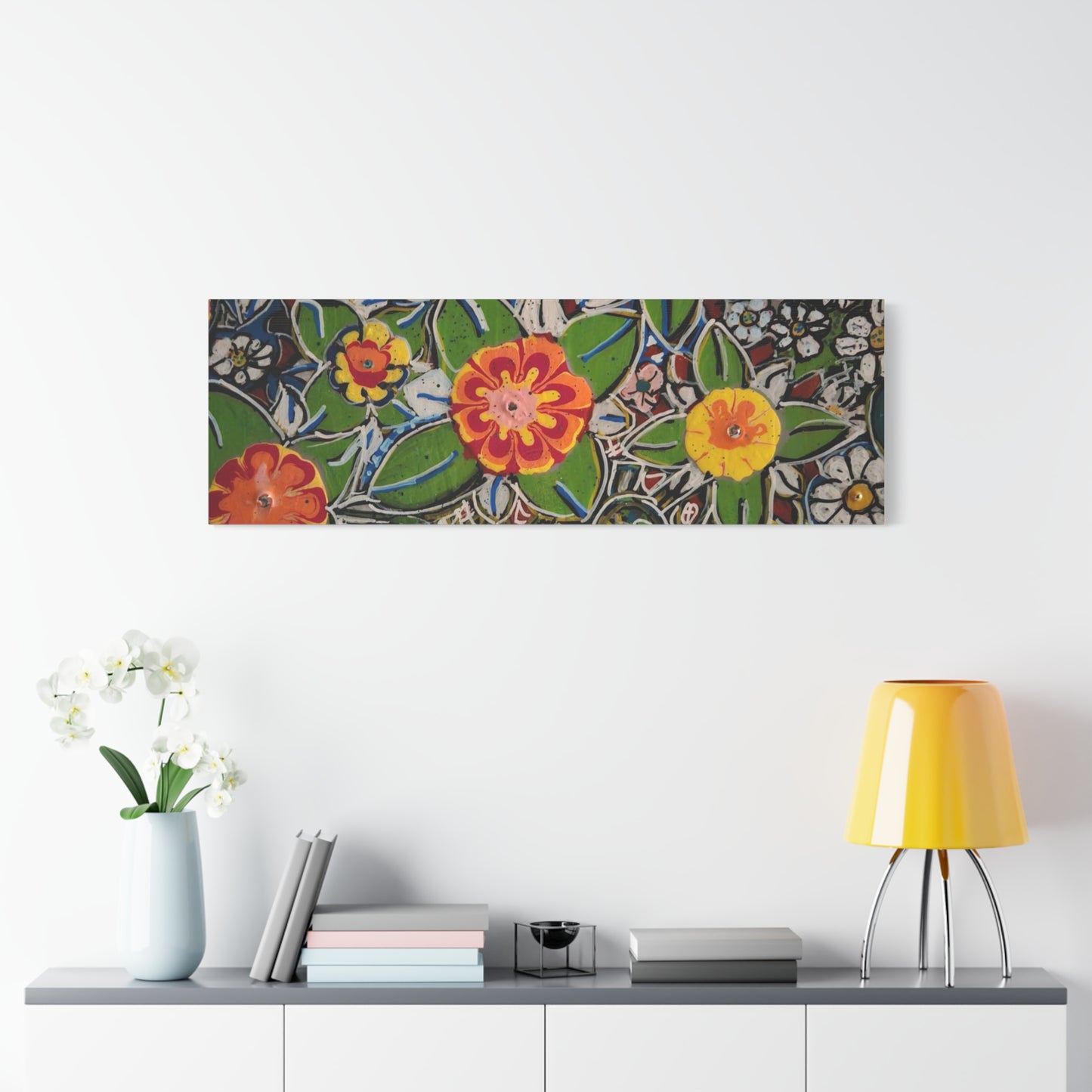 Urban_gardening-04 - Floral Pop Matte Stretched Canvas – Colorful Hand-Painted Garden Wall Art