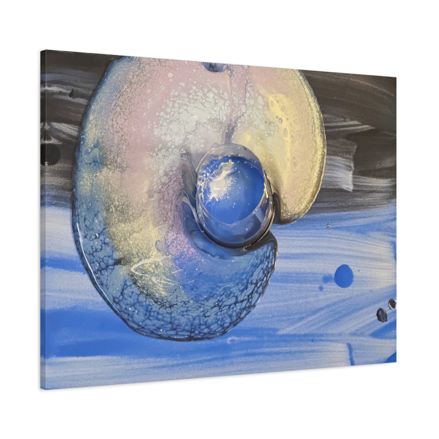 the nautilus - Abstract Blue Spiral Matte Canvas Art - Nautical Coastal Wall Decor