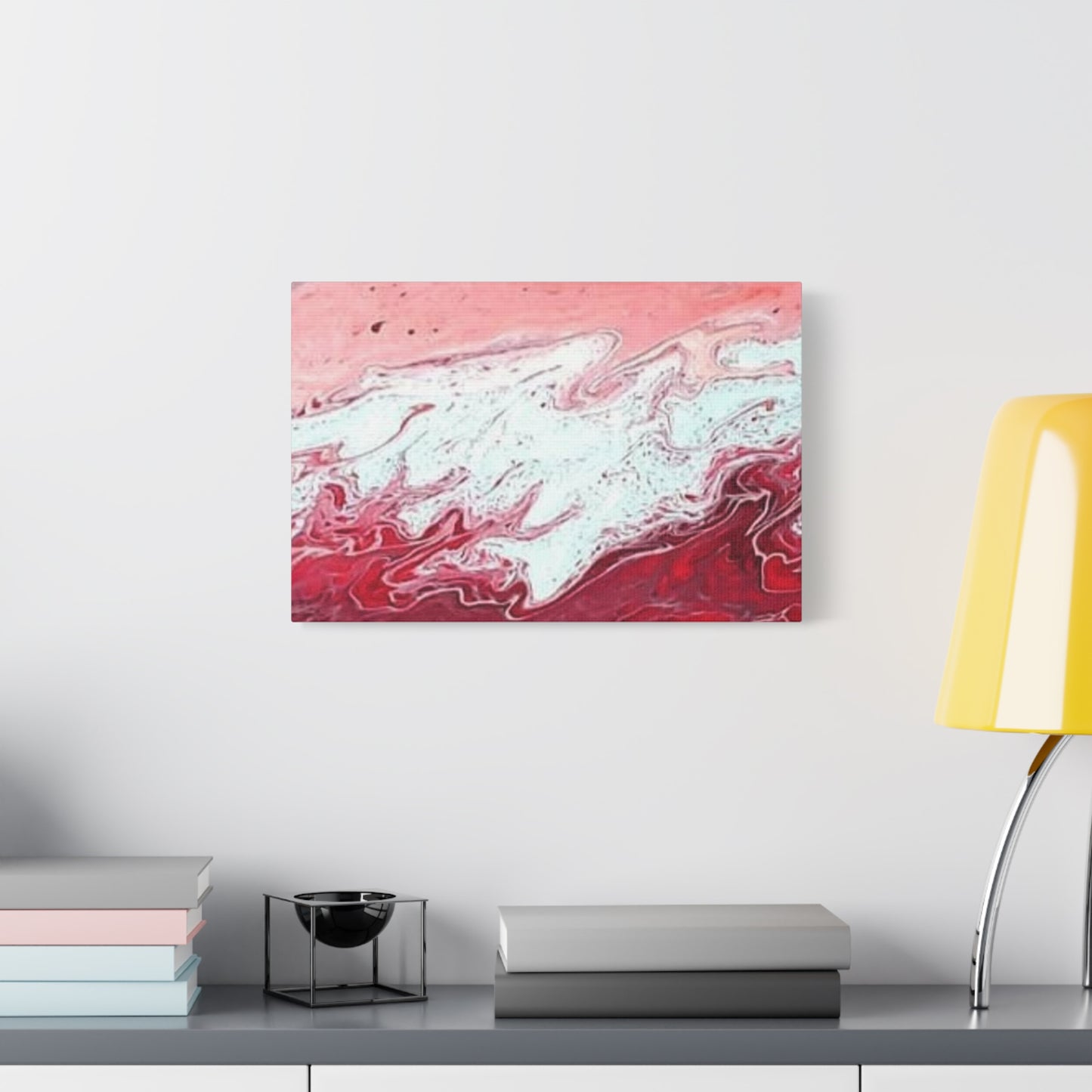 Abstract Pink & Red Fluid Art Canvas — Matte Stretched Wall Art