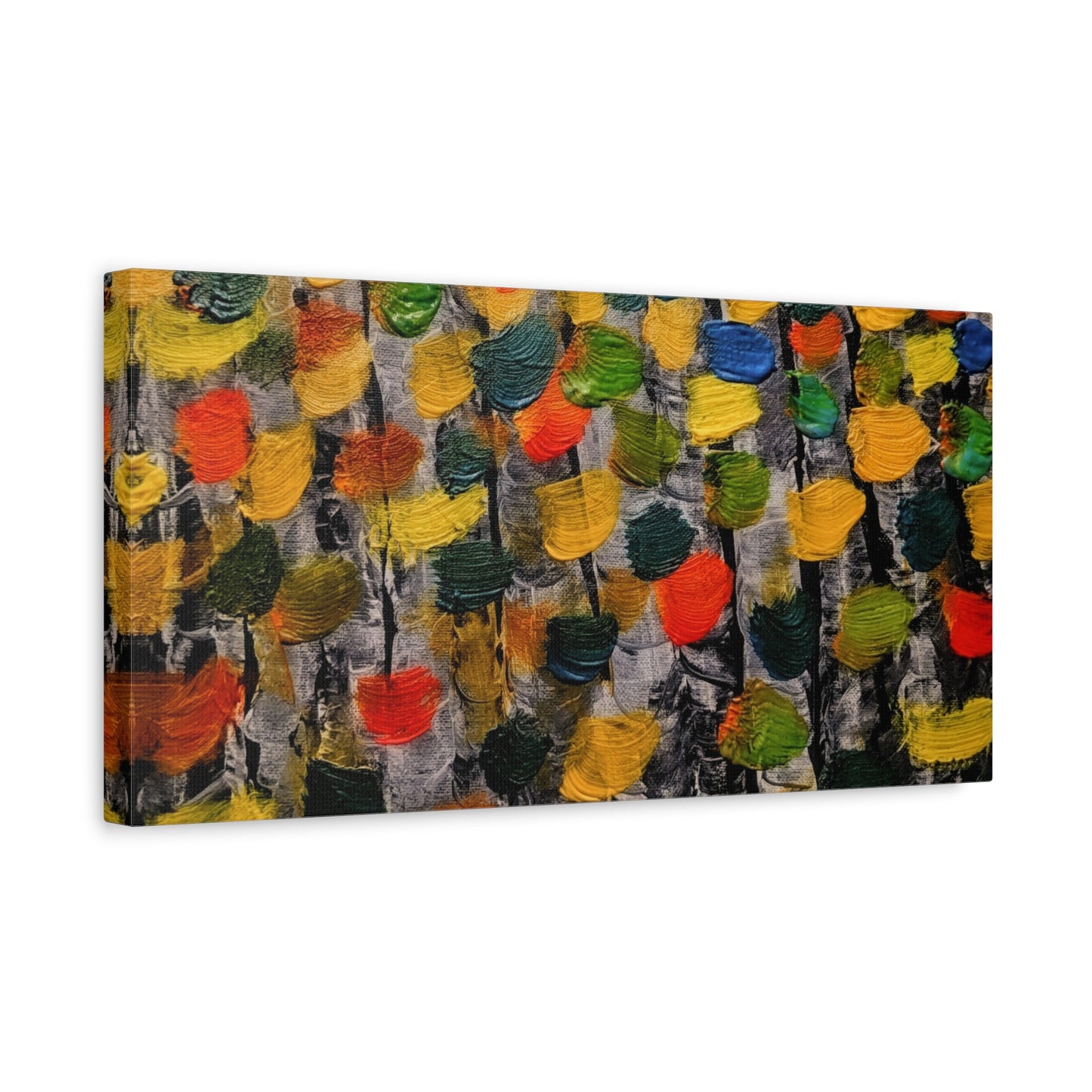 birch trees with color strokes - Abstract Color Bloom Matte Canvas Wall Art — Stretched 1.25"