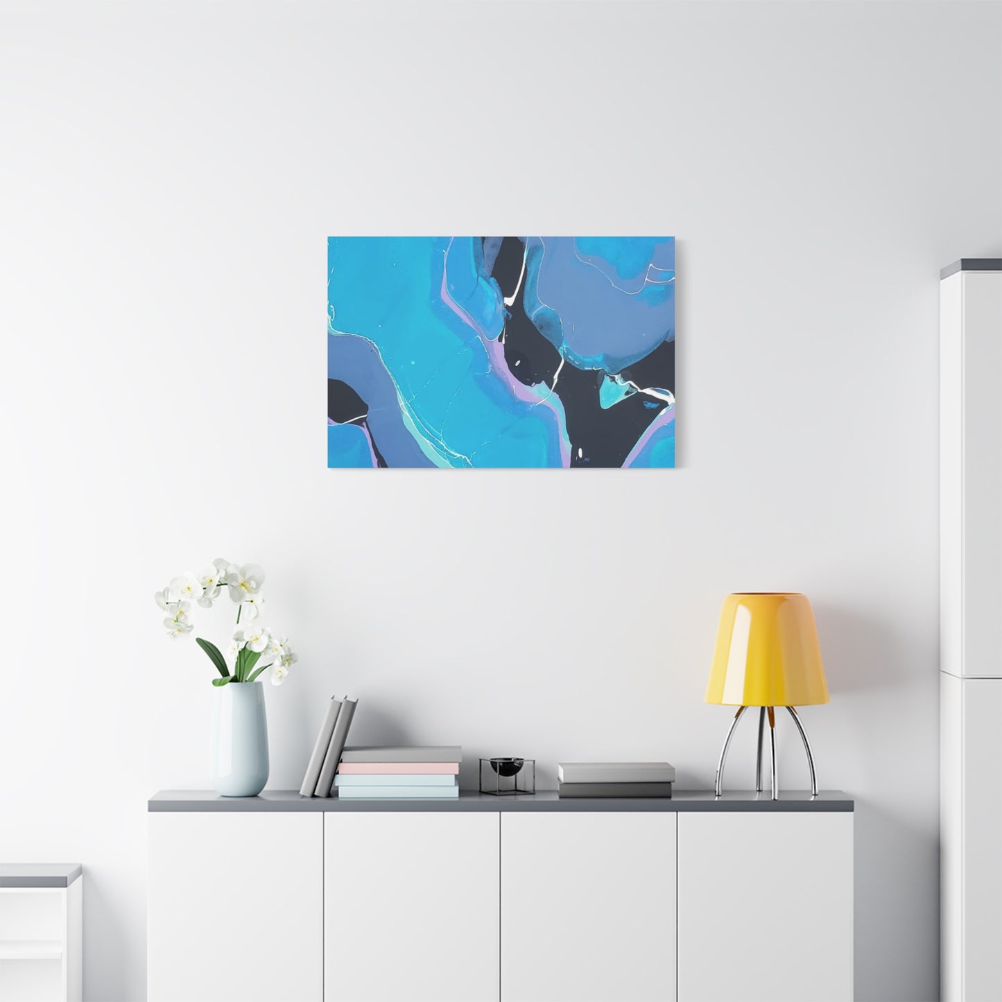 Abstract Blue Fluid Art Canvas Print — Matte Stretched Wall Art 1.25"