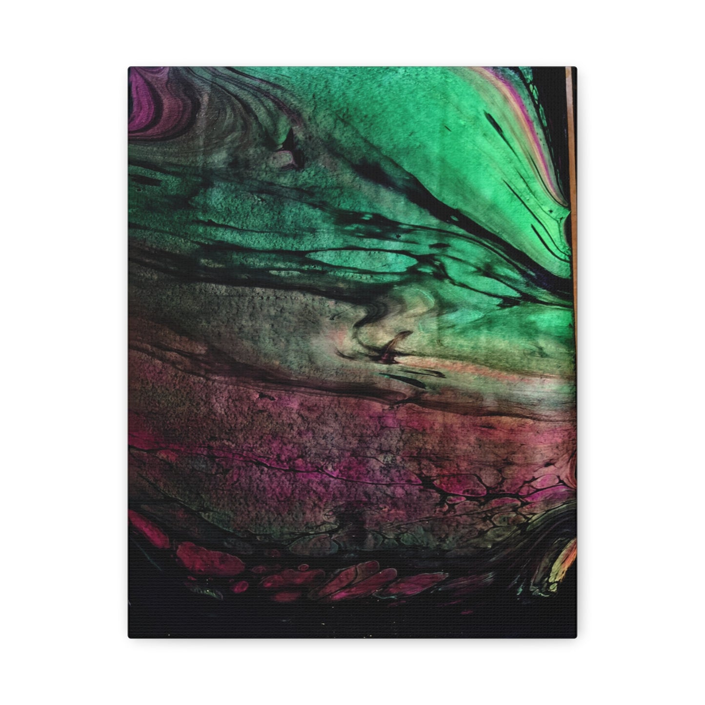 flame tempered pour - Abstract Teal & Magenta Canvas Wall Art — Matte Stretched 1.25"