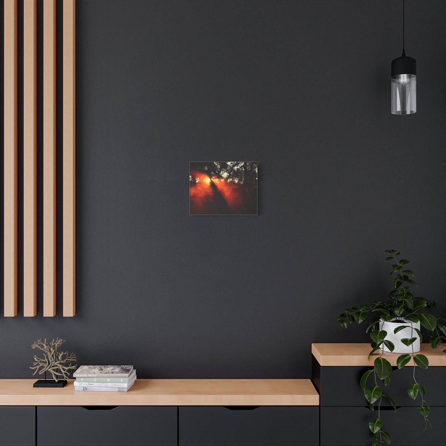 Sunset Forest Matte Canvas Wall Art — Dramatic Orange Light Photography