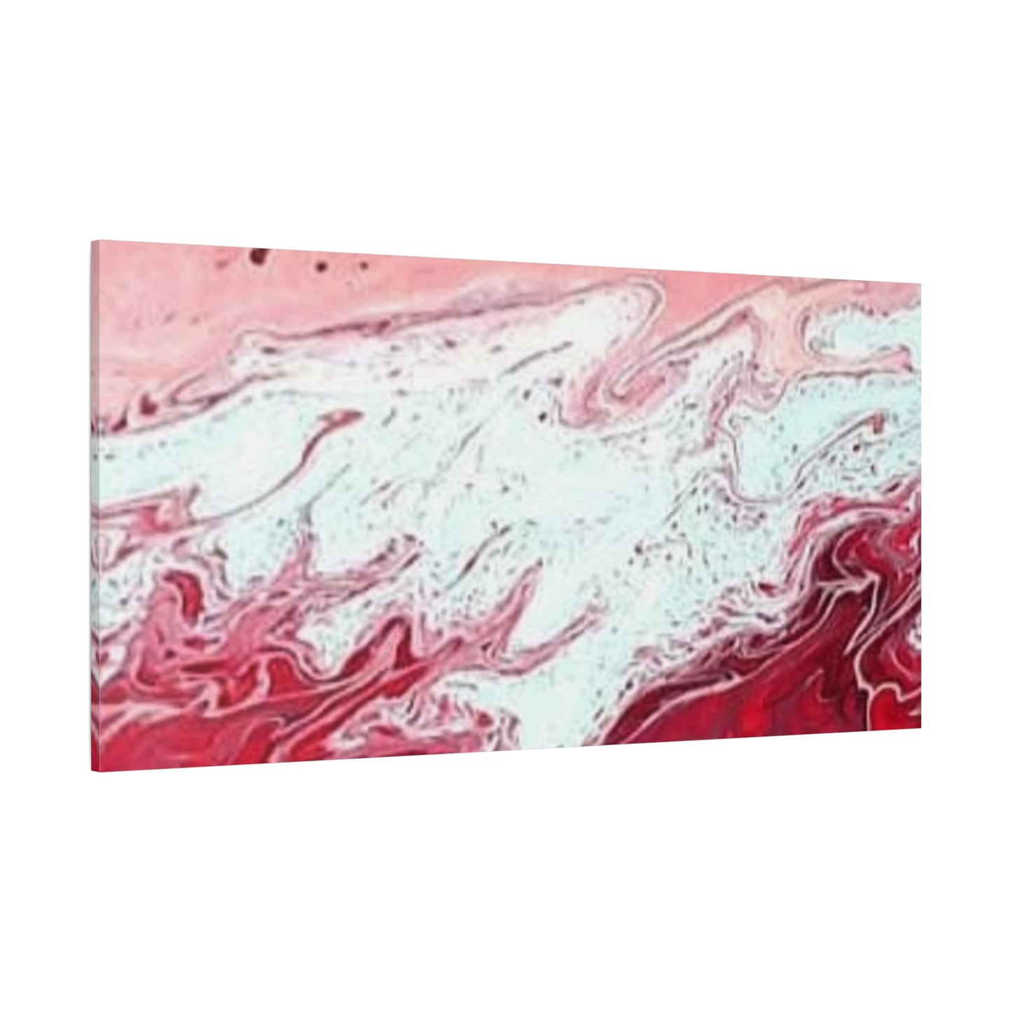 Abstract Pink & Red Fluid Art Canvas — Matte Stretched Wall Art