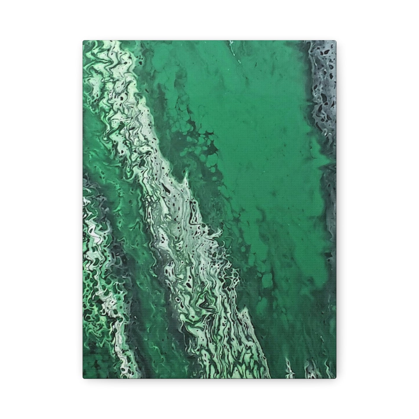 Emerald Wave Abstract Canvas Print — Matte Stretched Wall Art