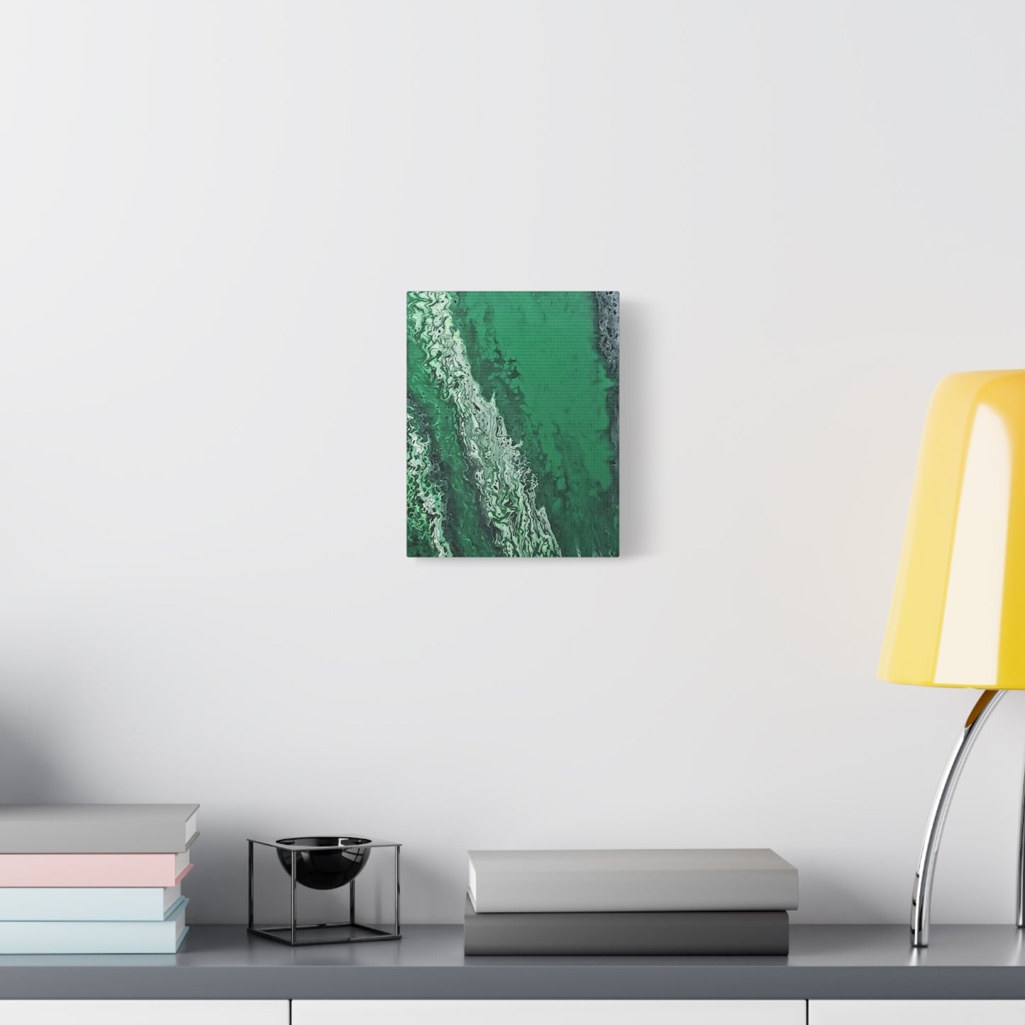 Emerald Wave Abstract Canvas Print — Matte Stretched Wall Art